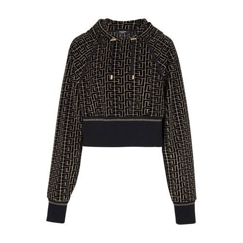 o1srvl11e1123 Cropped Hoodie in Black Gold
