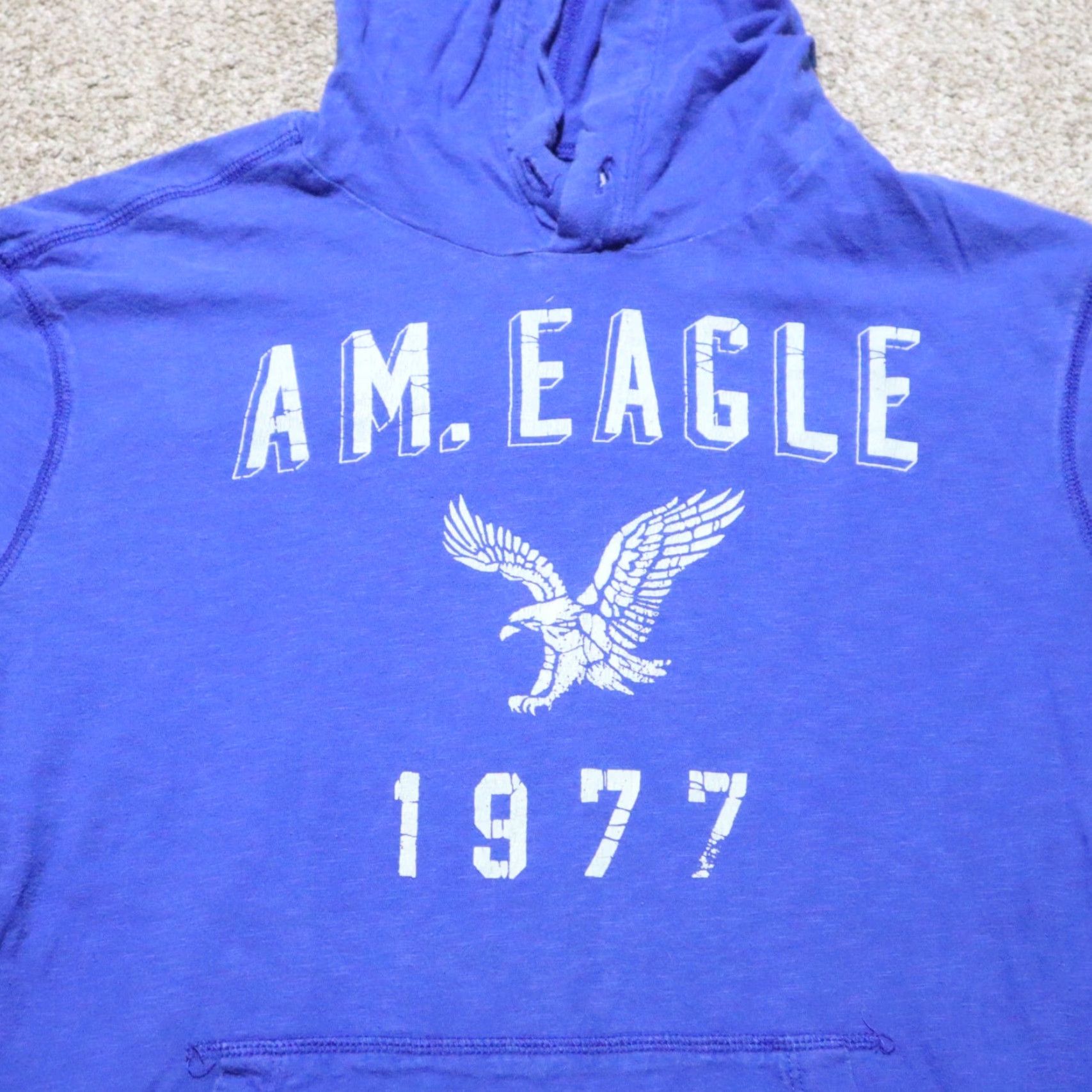 American Eagle Outfitters VINTAGE American Eagle AE Blue Athletics Pullover Hoodie Light Weight Womens Size Medium Size M / US 6-8 / IT 42-44 - 2 Thumbnail