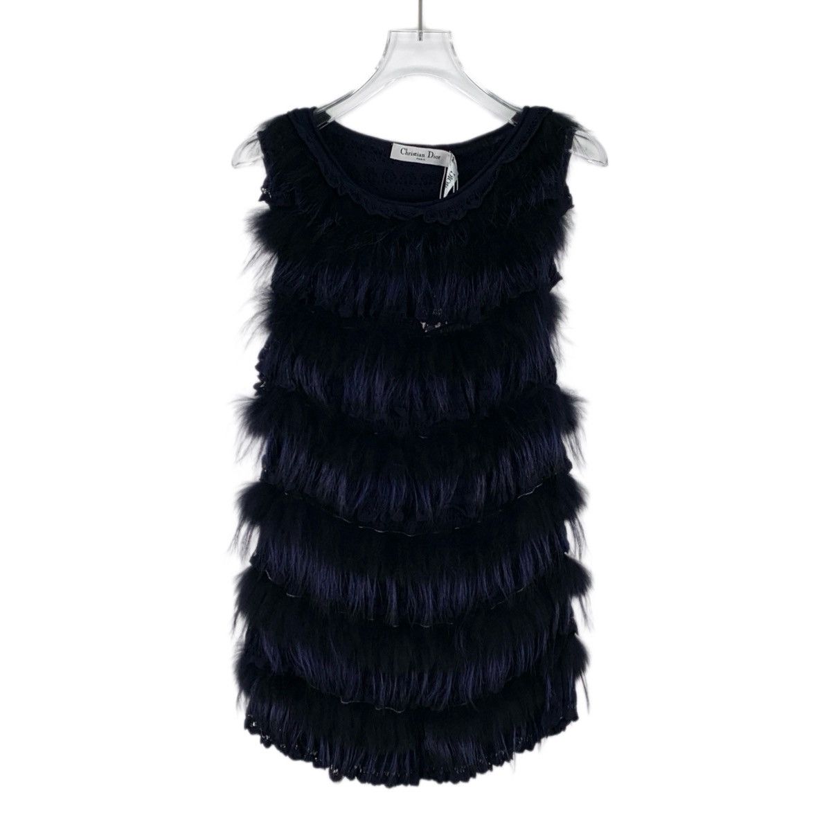Dior Dior Dark Blue Fox Fur Crew Neck Sleeveless Dress K26WX Size L / US 10 / IT 46 - 1 Thumbnail