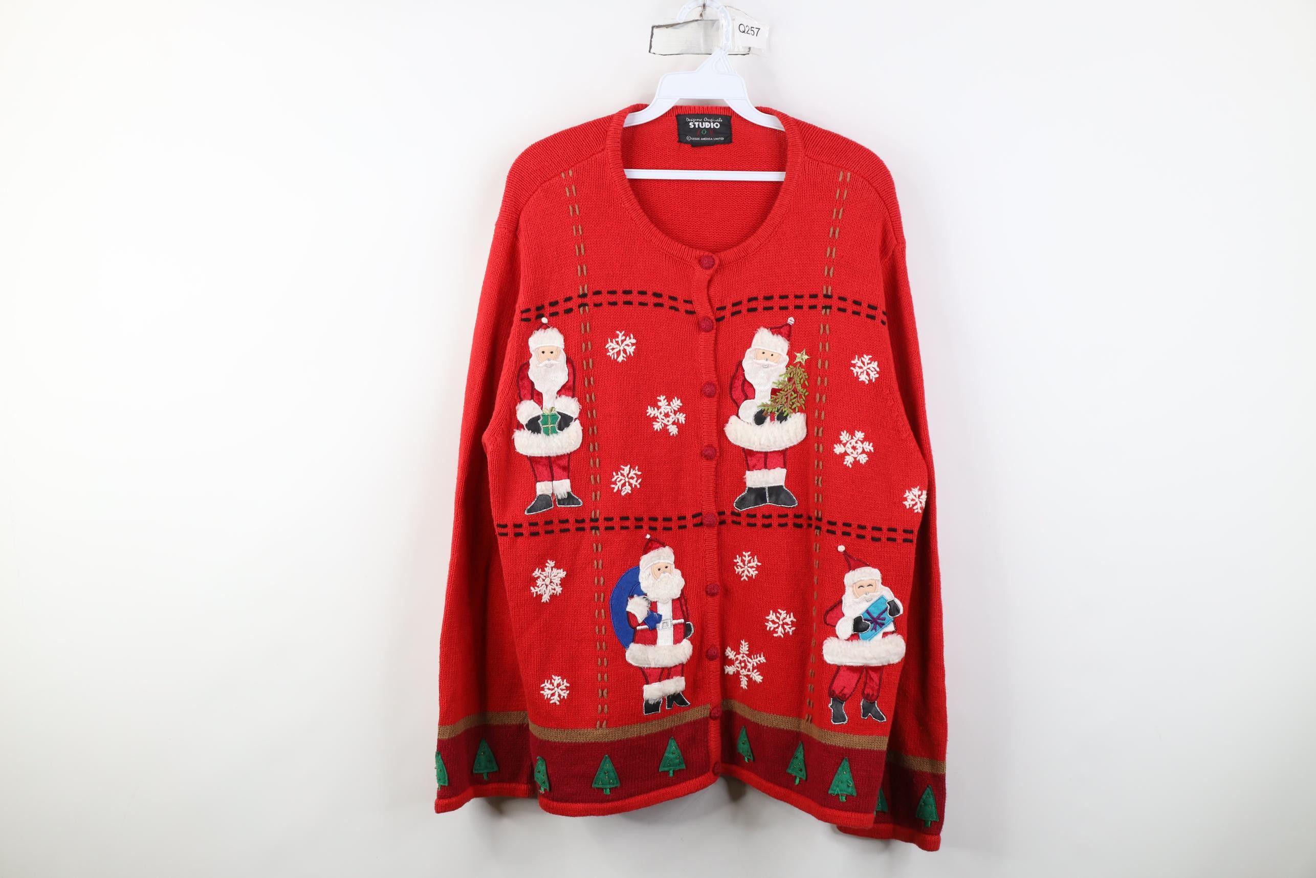 Vintage Vintage 90s Christmas Santa Claus Snowflake Knit Sweater Size XL / US 12-14 / IT 48-50 - 1 Thumbnail