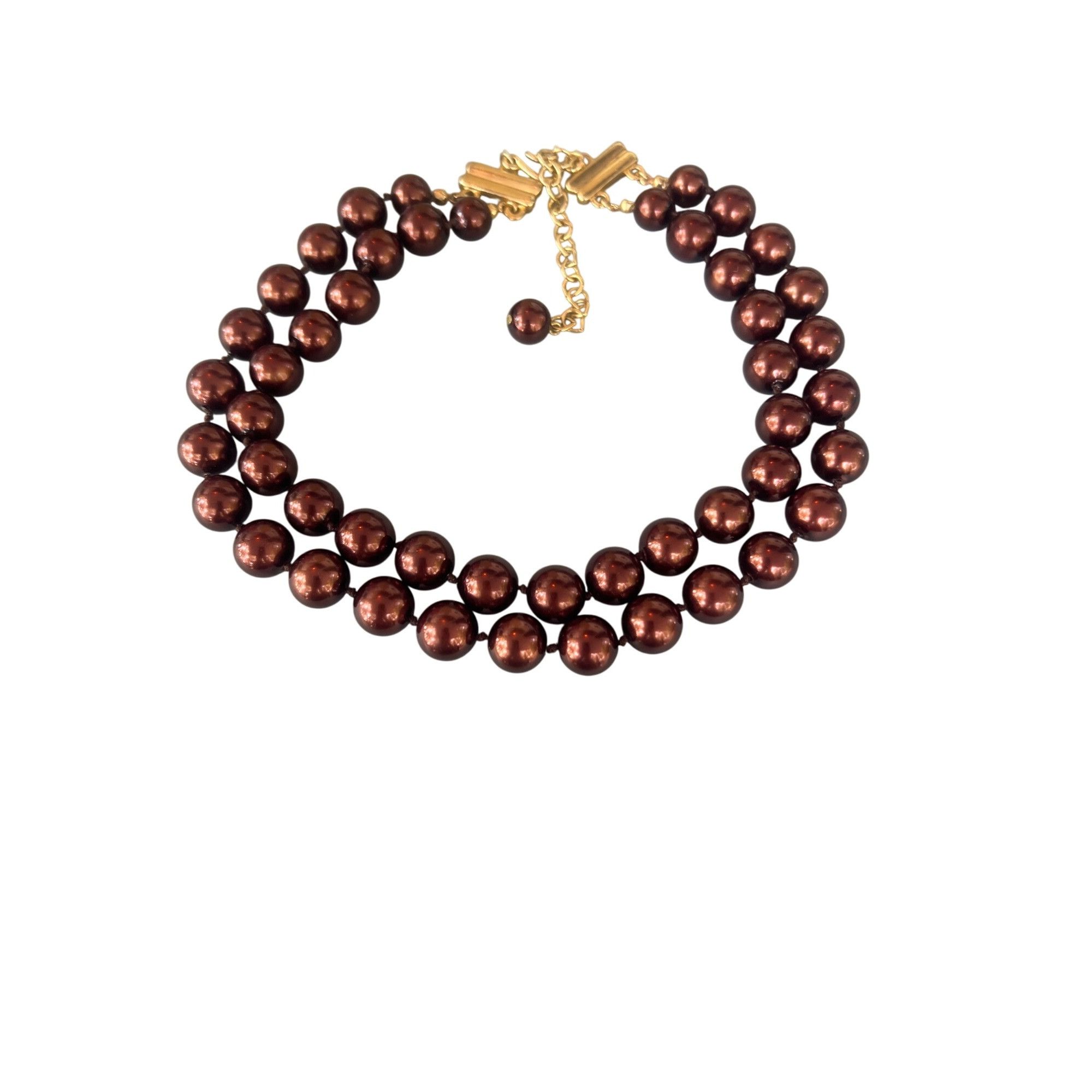 Other Vintage Double Strand Copper Chocolate Bronze Glass Bead Nec Size ONE SIZE - 4 Thumbnail