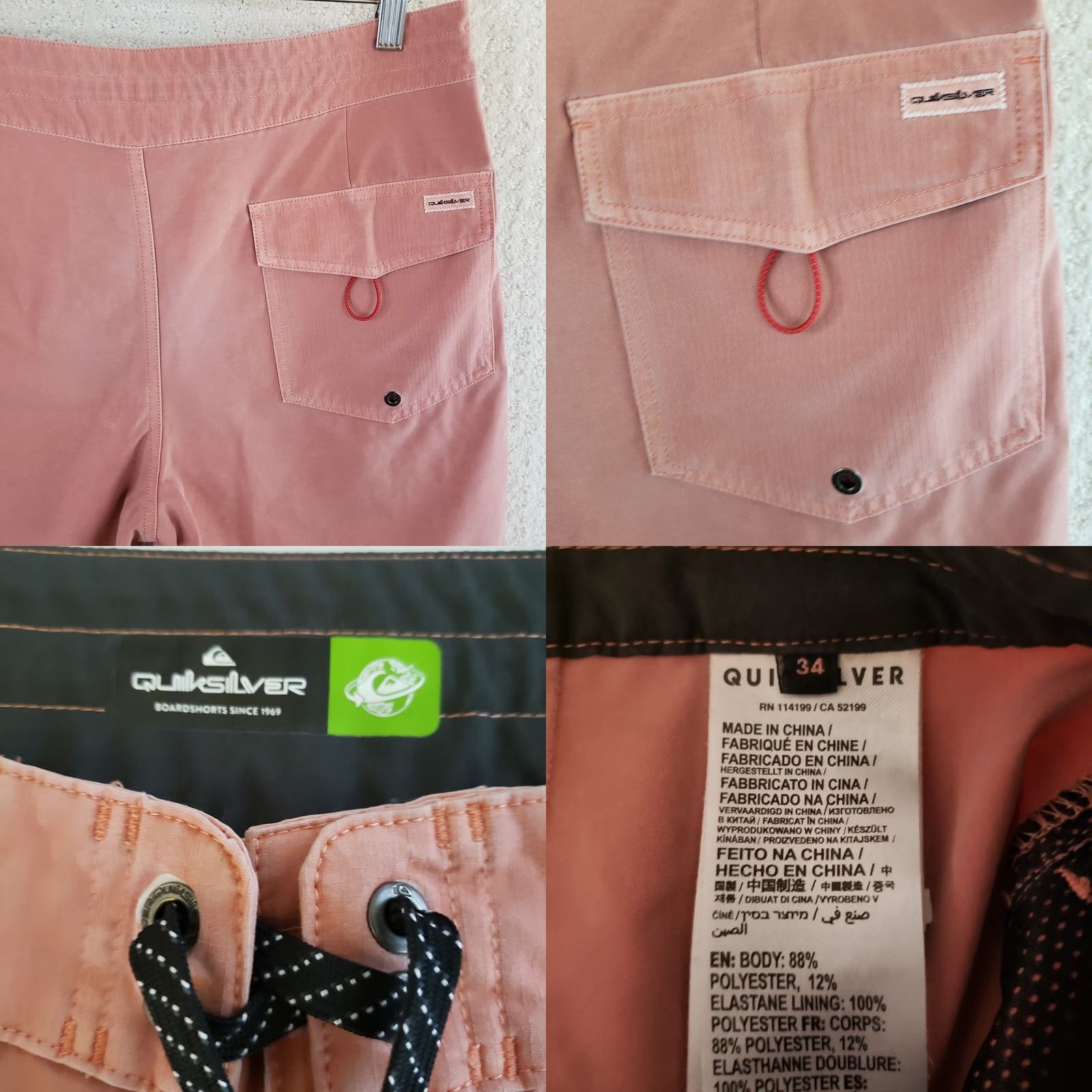 Quiksilver Quicksilver Board Shorts Mens 34x8 Pink Solid Surfing Beach Casual Wear Lifeguard Recreational Fishing Pockets Drawstring Stretch Size US 34 / EU 50 - 8 Thumbnail