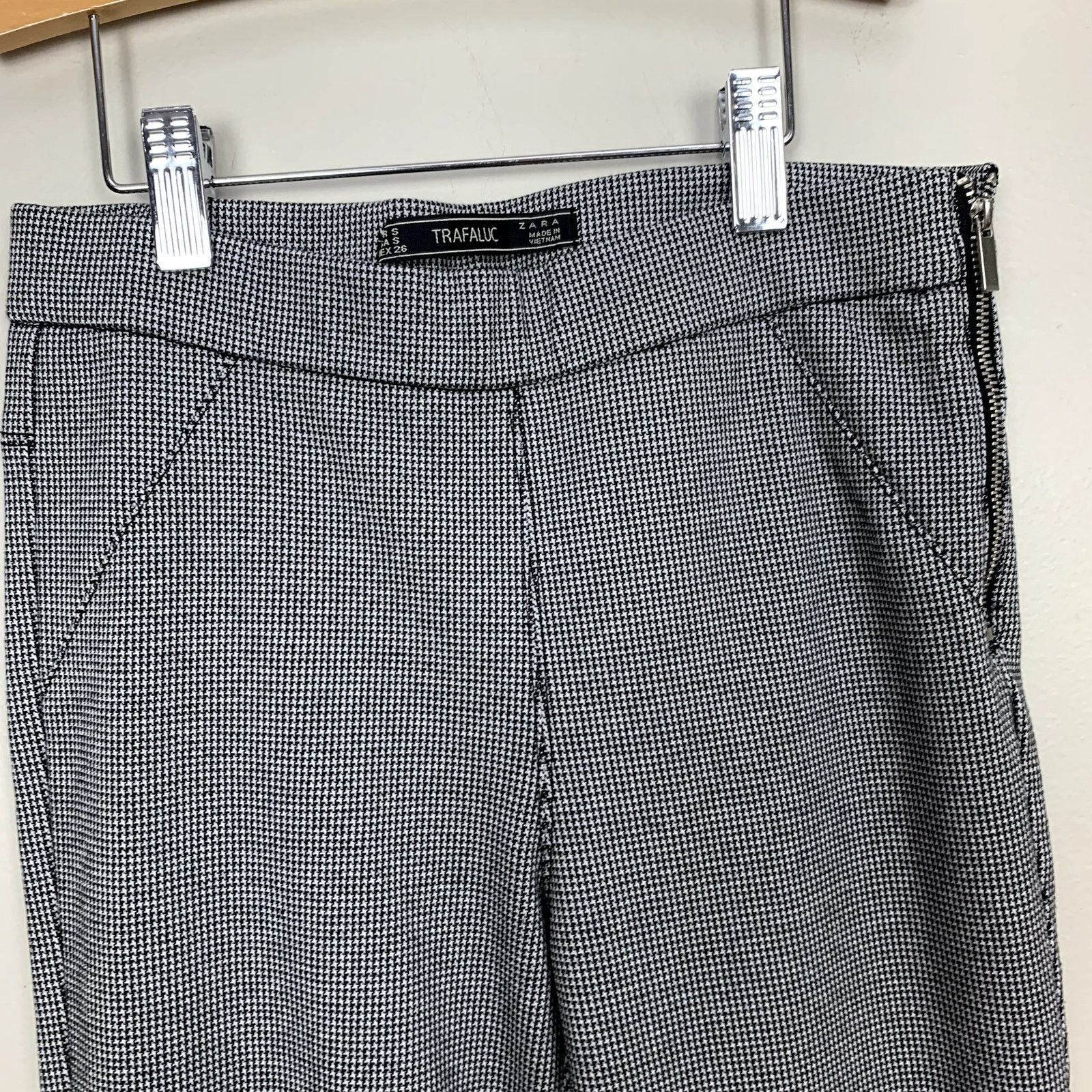 Zara Zara Black White Houndstooth Ponte Knit Ankle Flare Pants S Size 27" / US 4 / IT 40 - 5 Thumbnail