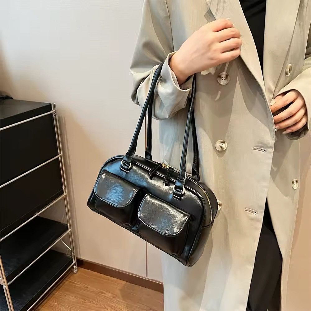 Leather Multi Pockets Leather Shoulder Bag Size ONE SIZE - 2 Thumbnail