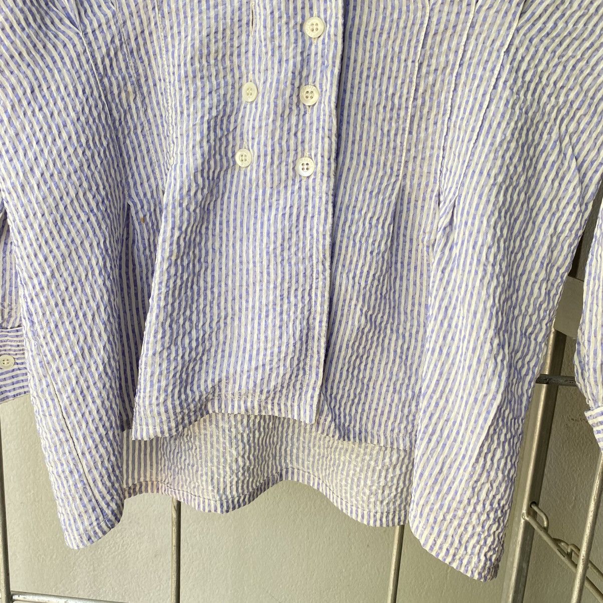 Celine CELINE Blue & White Striped Textured Blazer Shirt Size M / US 6-8 / IT 42-44 - 18 Thumbnail