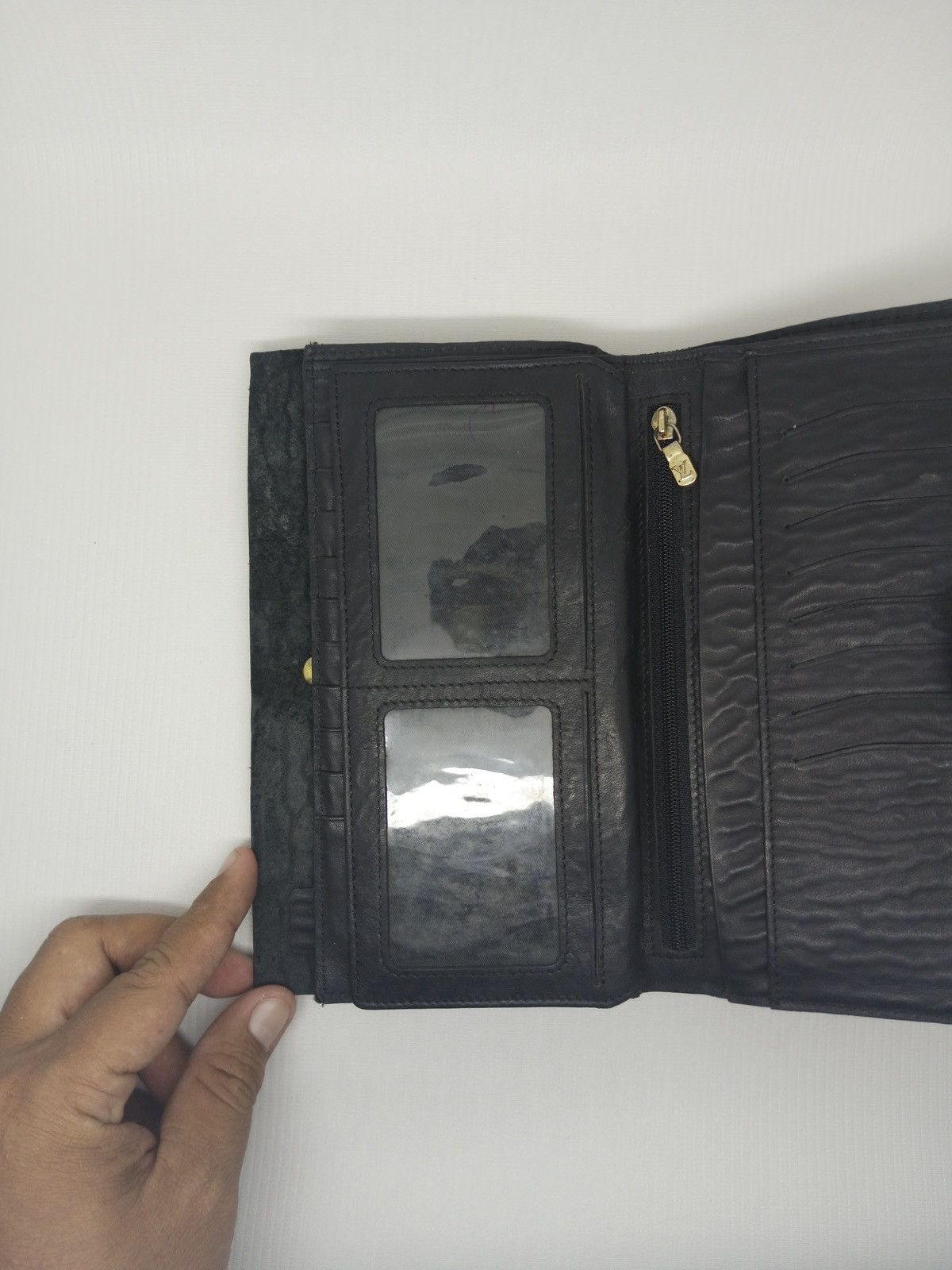 Louis Vuitton Louis Vuitton Vintage Black Calfskin Long Wallet Button Zip Size ONE SIZE - 7 Thumbnail