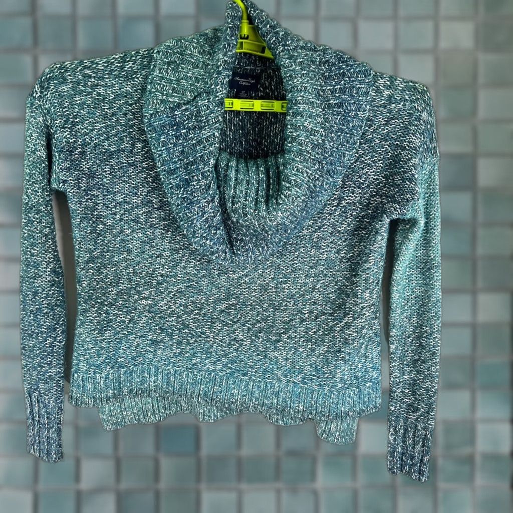 American Eagle Outfitters American Eagle Sweater Womens PS Blue Cowl Neck Long Sleeve Size S / US 4 / IT 40 - 1 Thumbnail