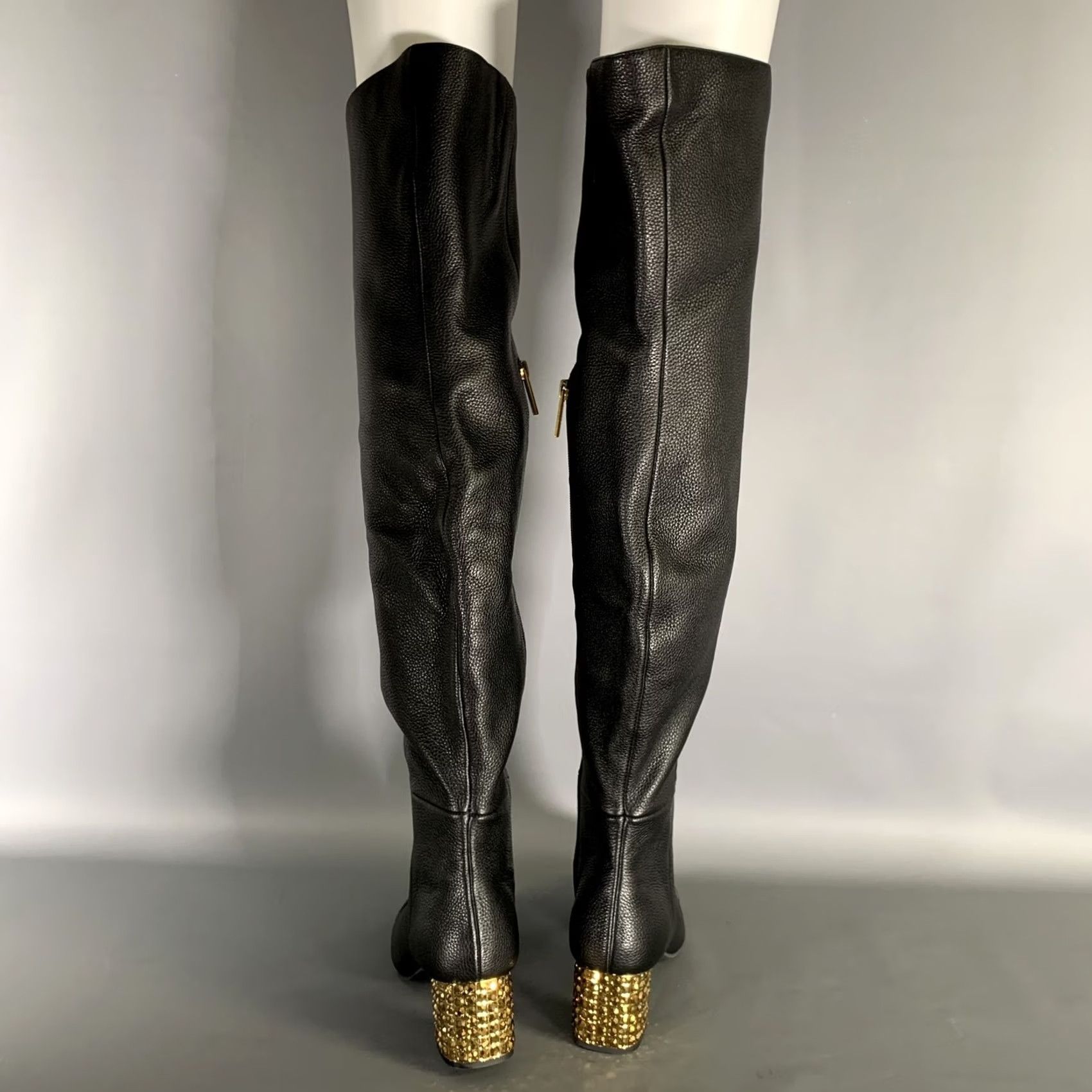 Kurt Geiger KURT GEIGER Black Gold Leather Pebble Grain Boots Size 8 Women Size US 8 / IT 38 - 3 Thumbnail