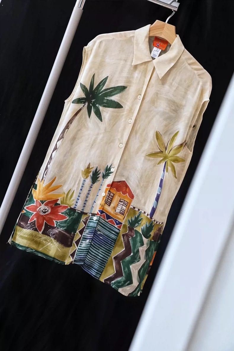 Kenzo KENZO Silk long shirt with no sleeves printed Size S / US 4 / IT 40 - 6 Thumbnail