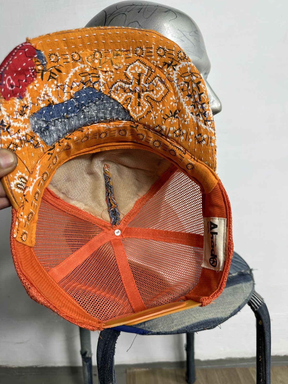 Handmade Custom Made Distressed Paisley Patchwork Boro Trucker hats Size ONE SIZE - 11 Thumbnail