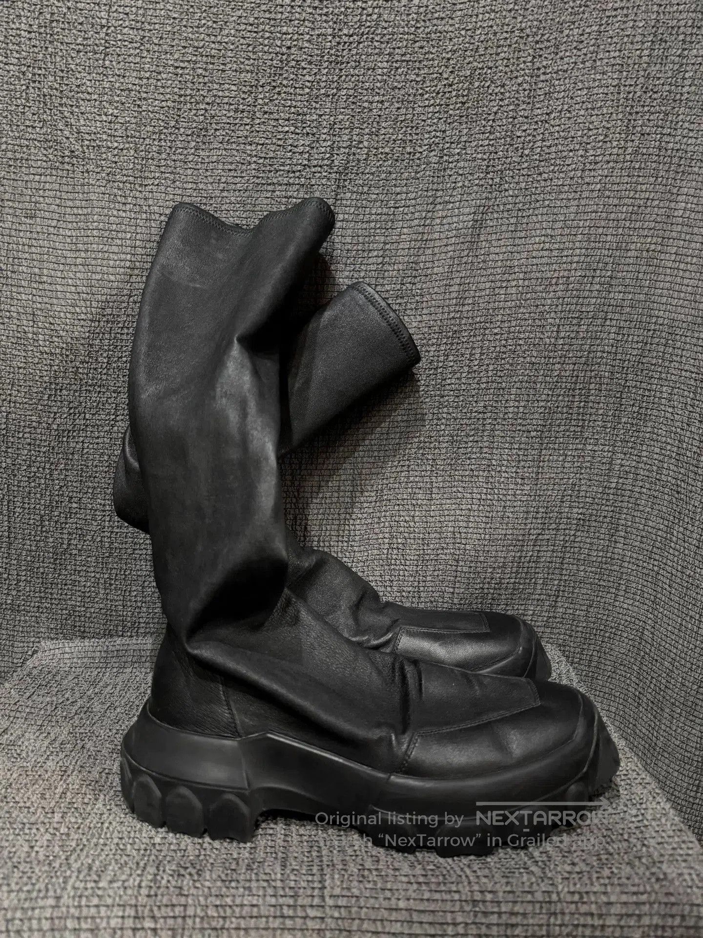 Rick Owens black leather tank sole boots by Rick Owens. Size US 7.5 / EU 40-41 - 4 Thumbnail