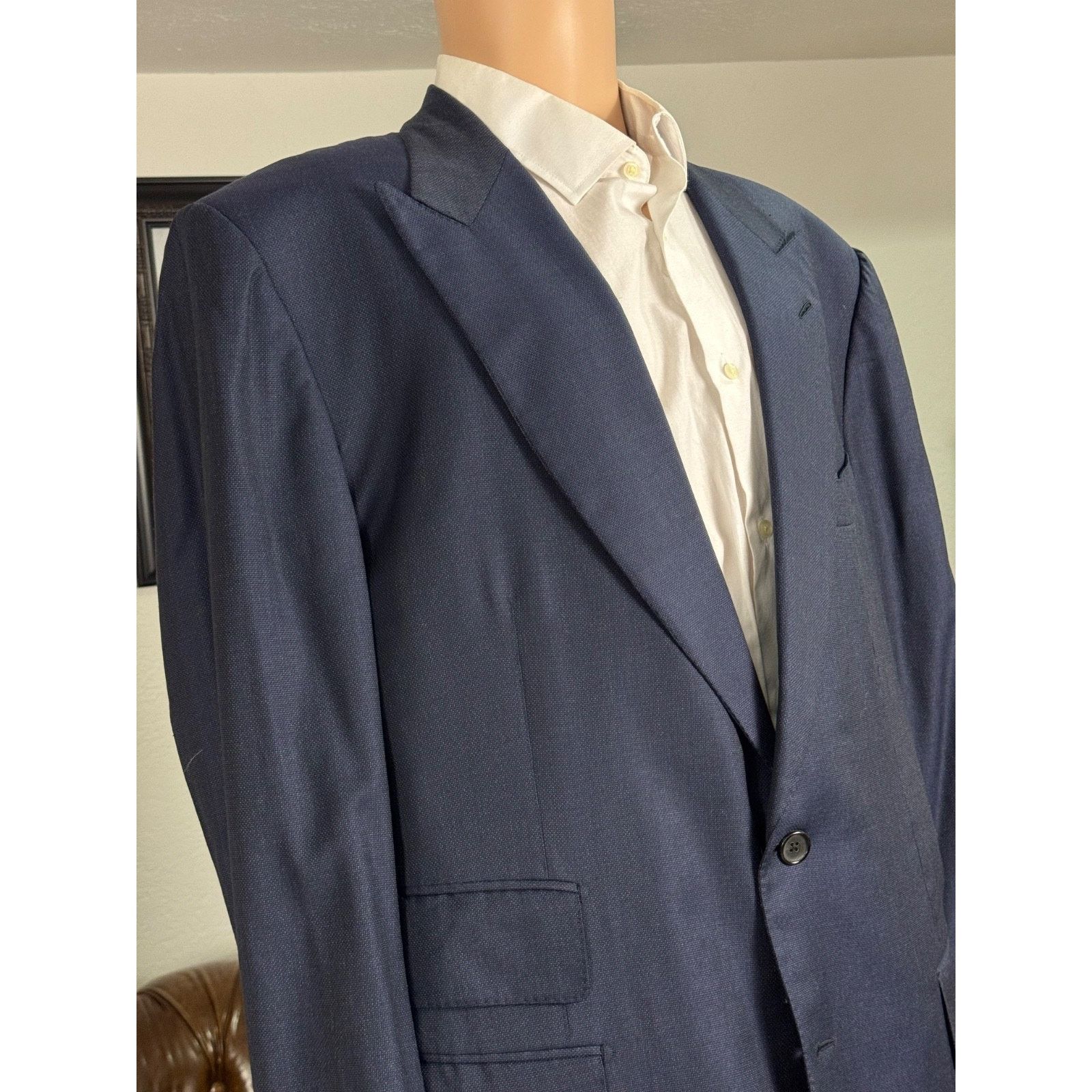 Tom Ford Tom Ford Navy Blue Peak Lapel blazer suit jacket 58IT 48R Size 48R - 5 Thumbnail