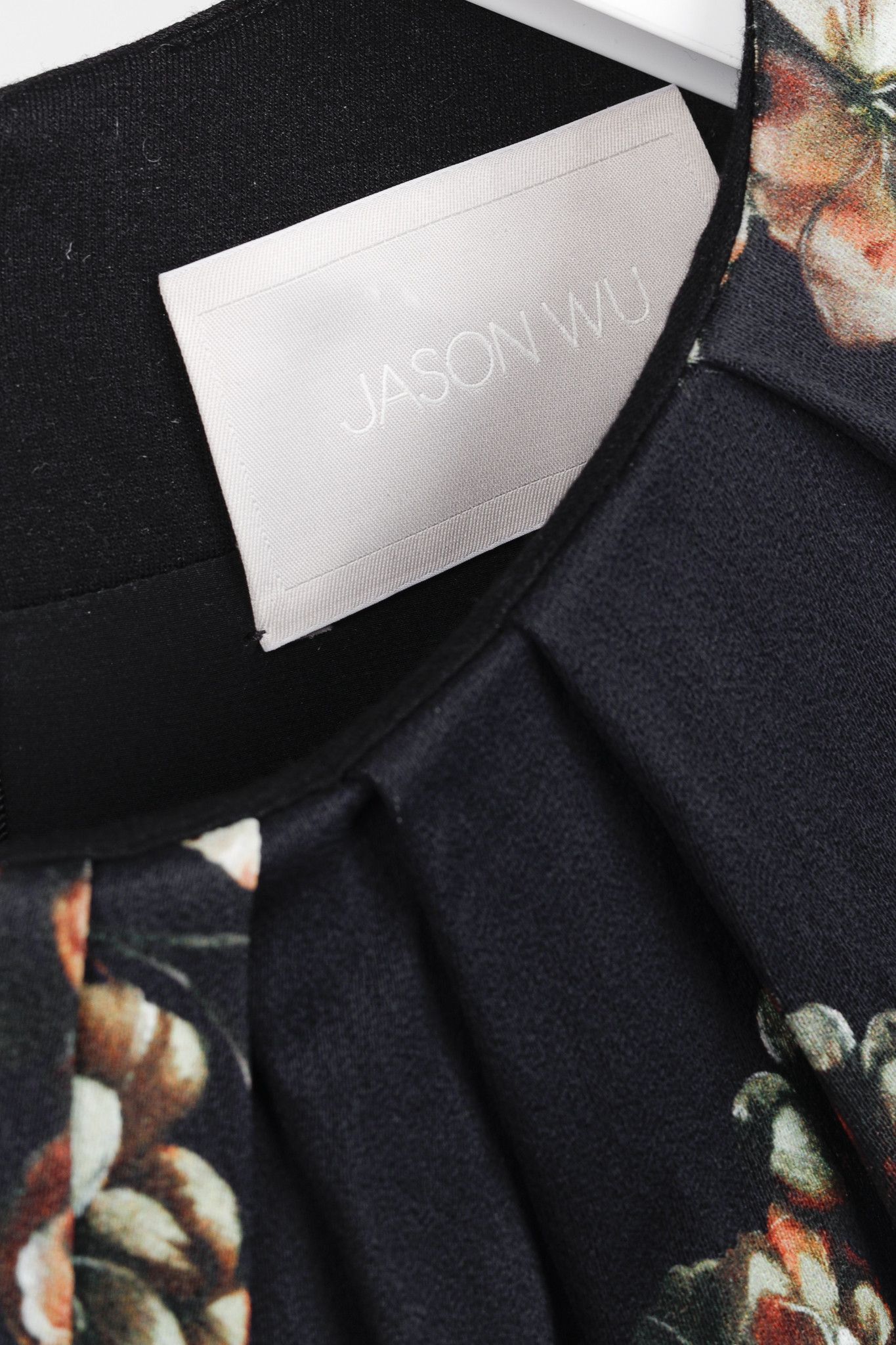 Jason Wu Jason Wu PF/14 Black Floral Print Crepe & Jersey Dress Size XS / US 0-2 / IT 36-38 - 4 Thumbnail