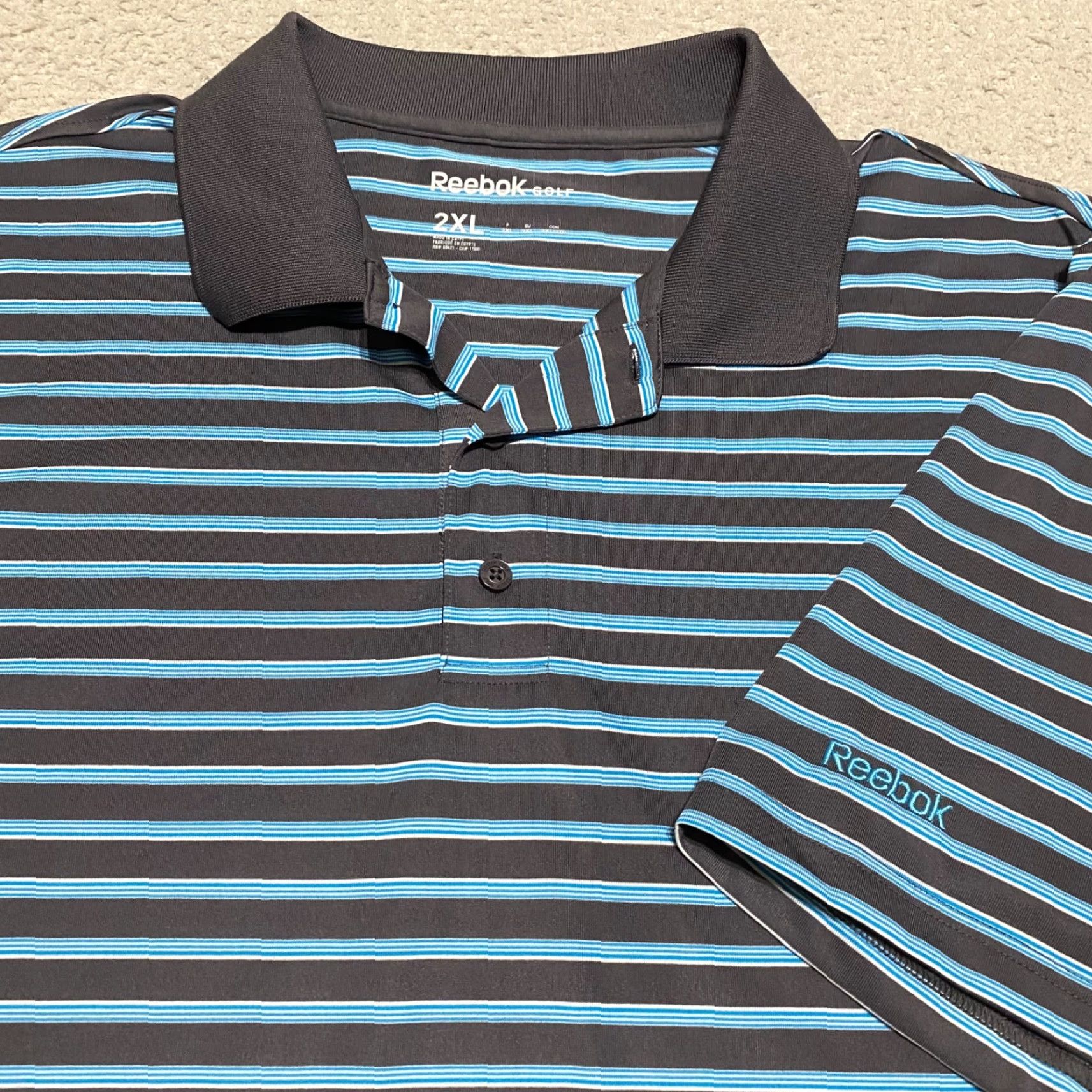 Reebok Reebok Mens 2XL Shirt Gray Striped Polo Golf Short Sleeve Outdoor Athletic Size US XXL / EU 58 / 5 - 5 Thumbnail