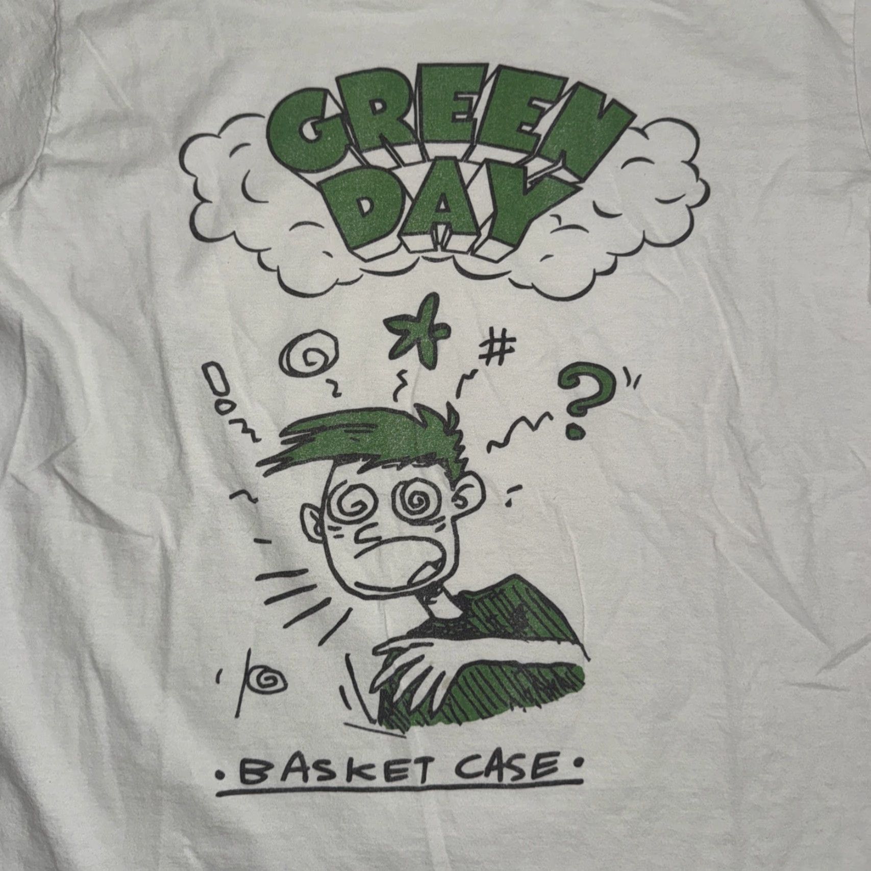 Asket VINTAGE Green Day Basket Case Graphic Band T-Shirt White Large Mens Rock Tee Size US L / EU 52-54 / 3 - 2 Thumbnail