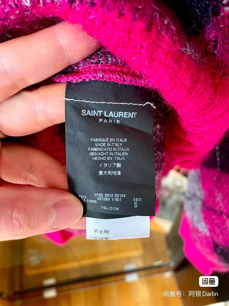Saint Laurent Paris Saint Laurent Paris Pink rhombic wool sweater Size US S / EU 44-46 / 1 - 4 Thumbnail