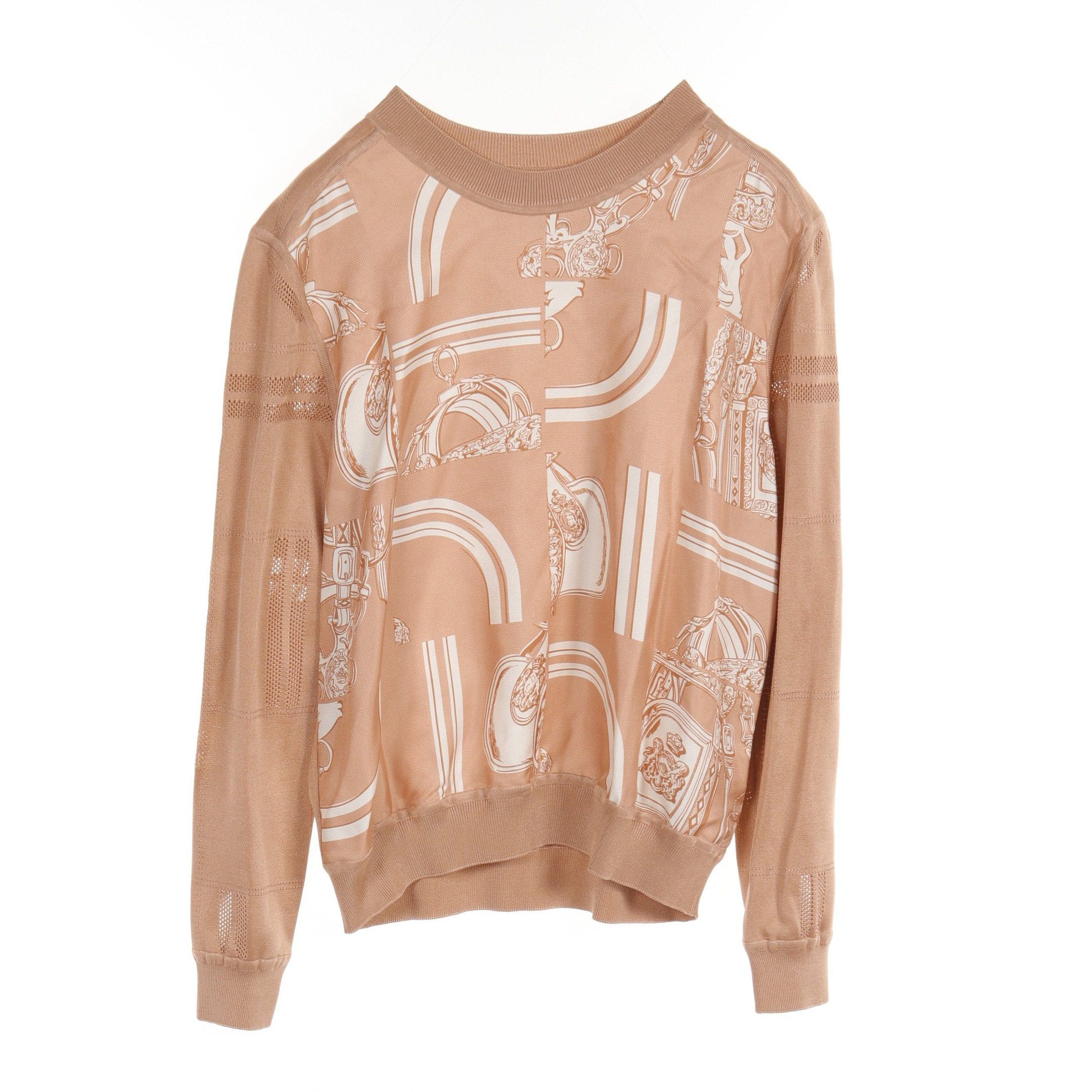 Hermes Hermes En Desordre Finesse Twill Laine Knit Silk Pink Brown Ivory Size ONE SIZE - 1 Thumbnail
