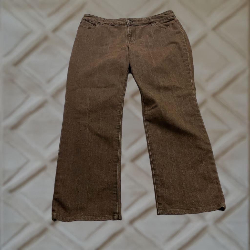 Vintage Chico's Jeans Womens 2.55 Brown Cotton Denim 37x29 Straight 5-Pocket Regular Large Brown Chico's Comfort Size 28" / US 6 / IT 42 - 1 Thumbnail