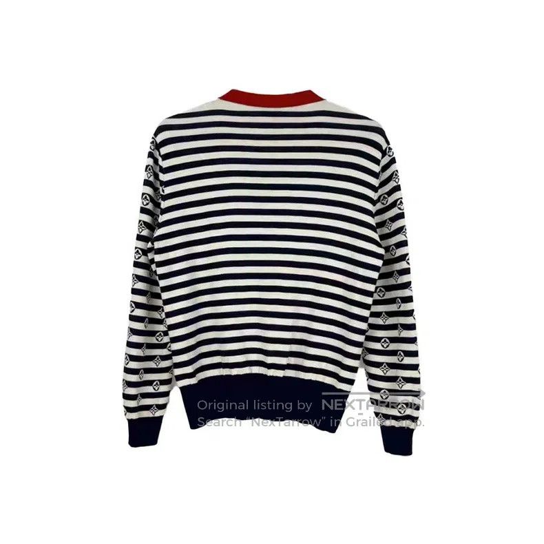 Louis Vuitton Louis Vuitton Dark blue striped logo knit cardigan sweater Size US L / EU 52-54 / 3 - 2 Thumbnail