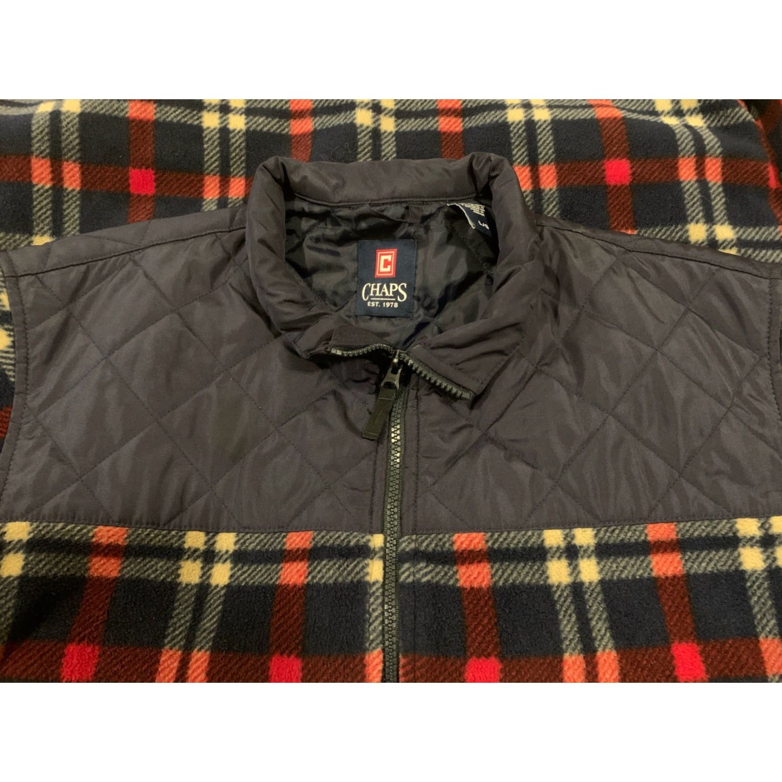 Chaps Chaps by Ralph Lauren Blue Plaid Fleece Jacket L Quilted Full Zip Size US L / EU 52-54 / 3 - 7 Thumbnail