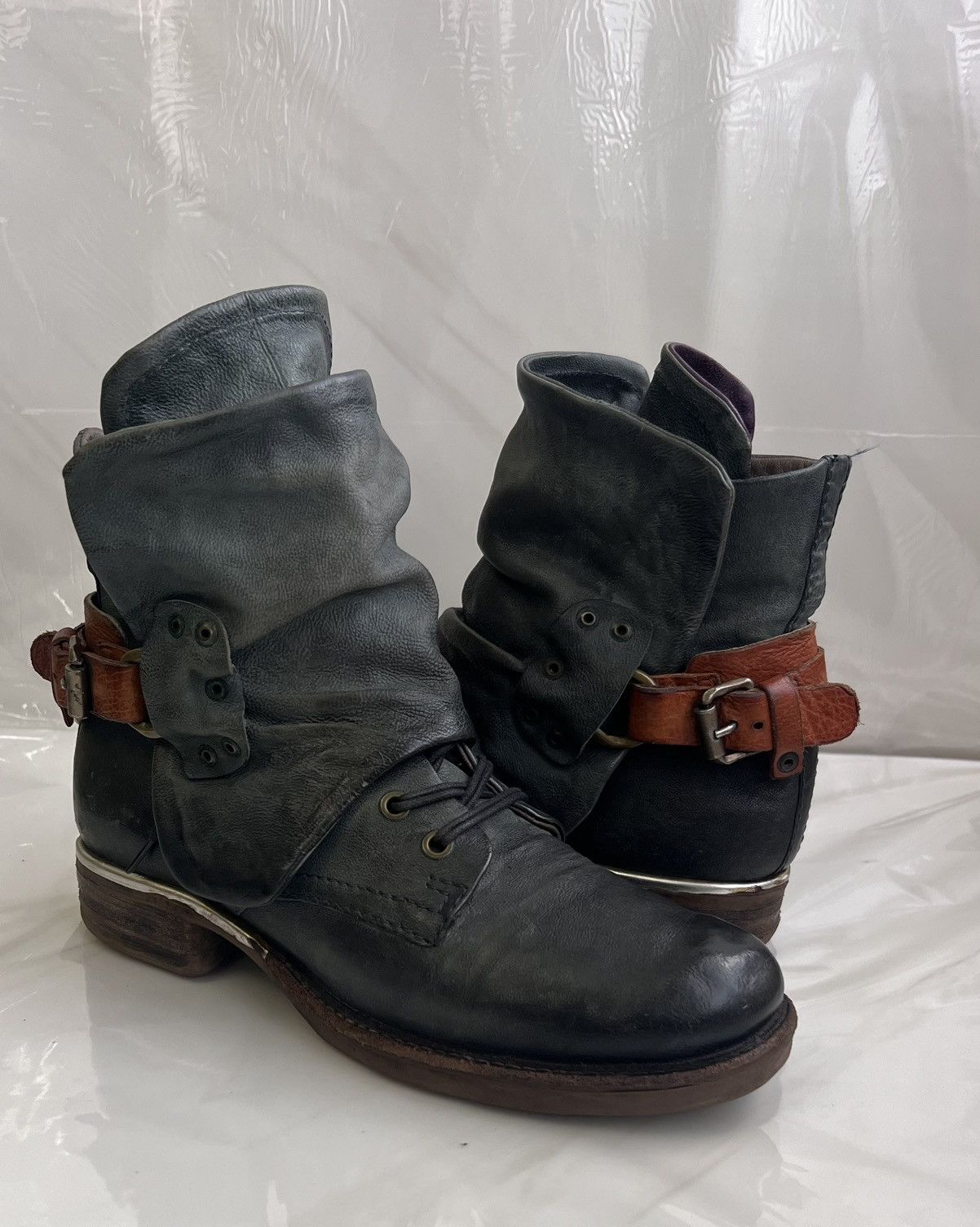 A.S.98 As 98 Airstep Zipper Boho Biker Green distressed boot Size US 8 / IT 38 - 13 Thumbnail