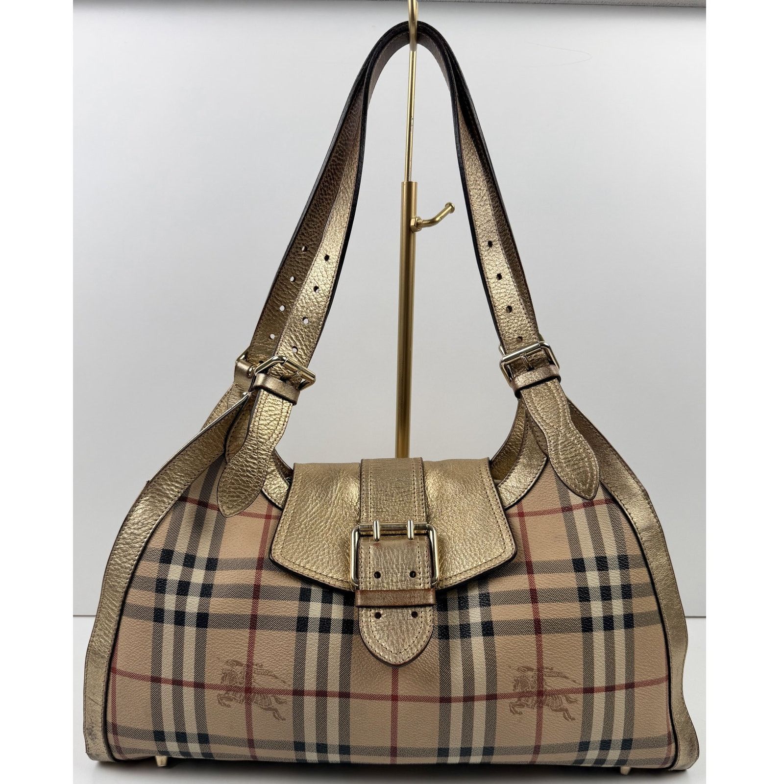 Burberry Burberry Burberry Haymarket Check Gold Coated Bag Size ONE SIZE - 1 Thumbnail