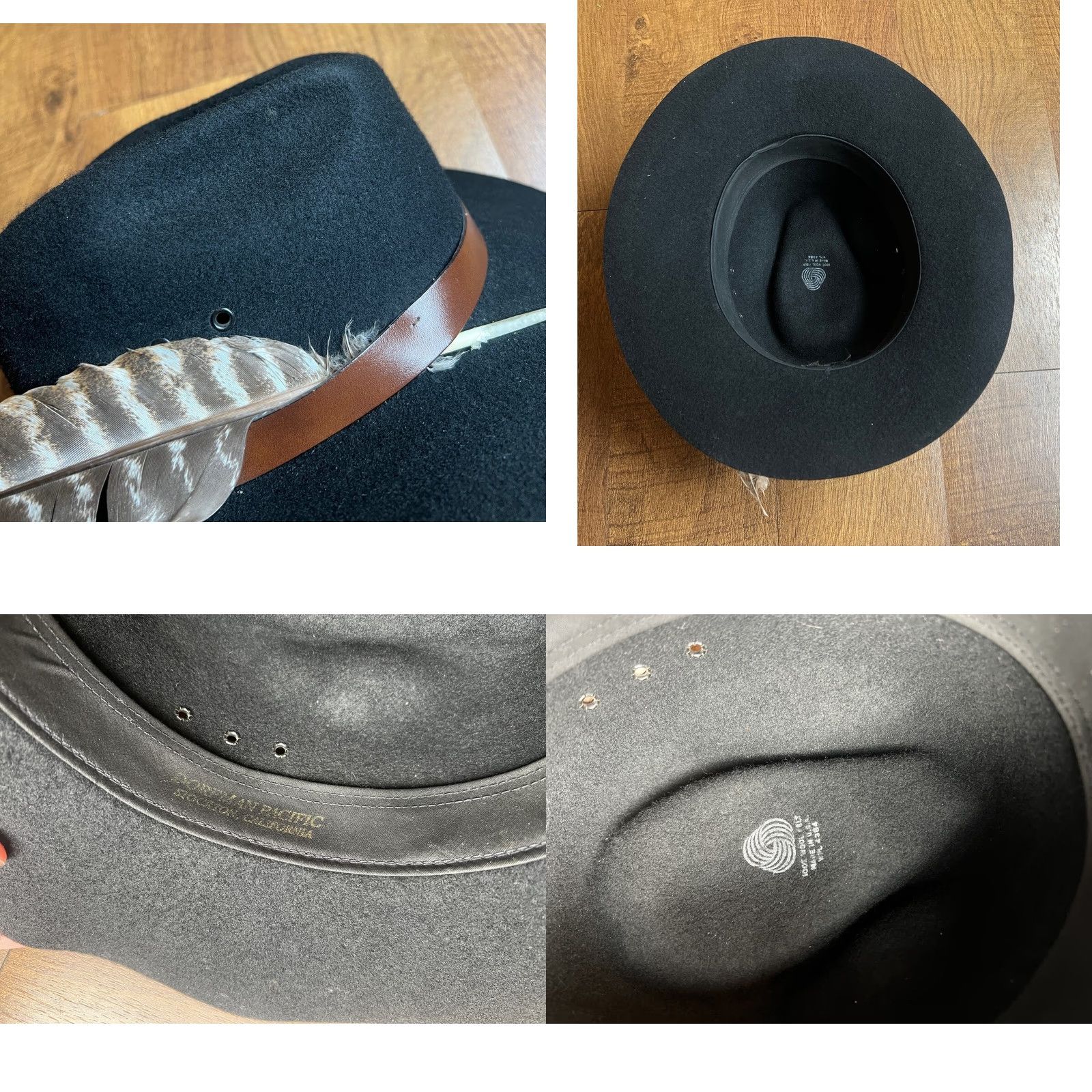 Vintage VINTAGE Dorfman Pacific Hat Fedora Black Pure Wool Felt USA Mens Size Large Size ONE SIZE - 8 Thumbnail