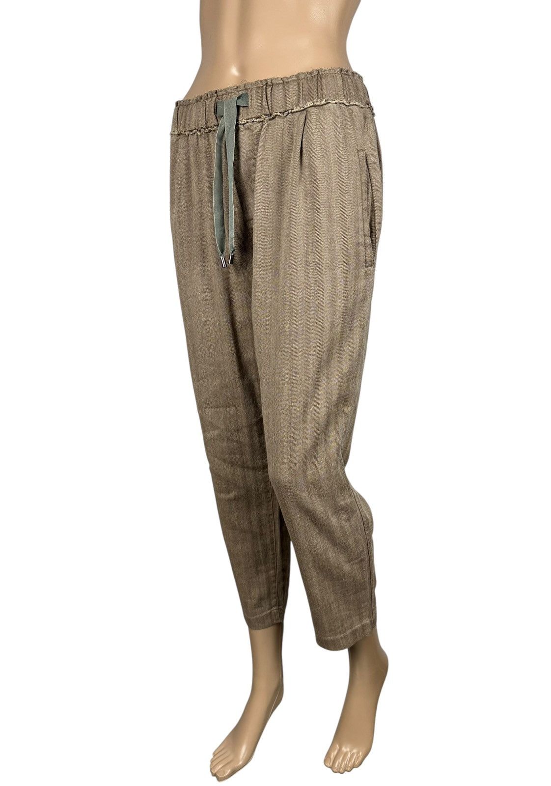 Brunello Cucinelli Brunello Cucinelli Herringbone Crop Trousers Linen-Cotton Size 26" / US 2 / IT 38 - 1 Thumbnail