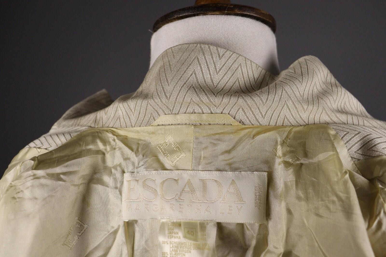 Escada Escada by Margaretha Ley Beige Wool Stripe Jacket Size 40 Size M / US 6-8 / IT 42-44 - 10 Thumbnail