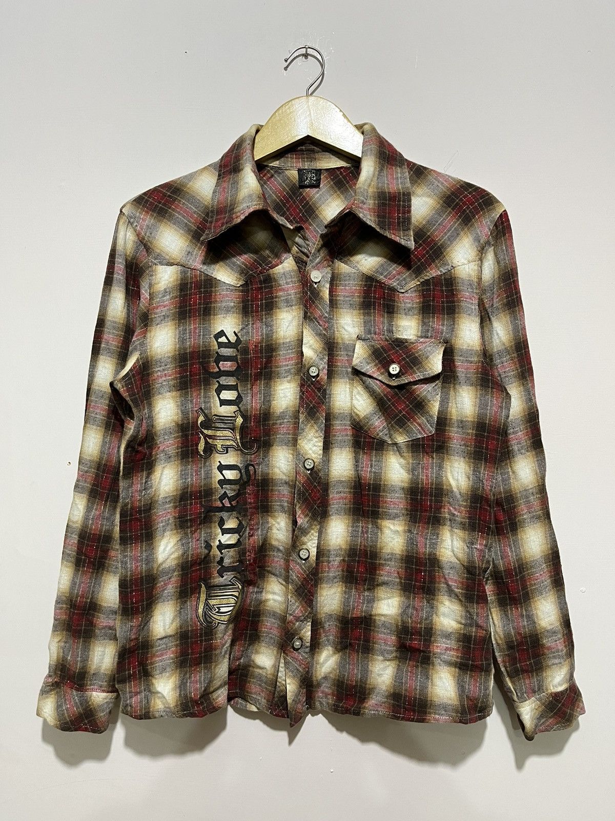 image of Corn Flare Poem Flannel in Red Tartan, Men's (Size Medium)