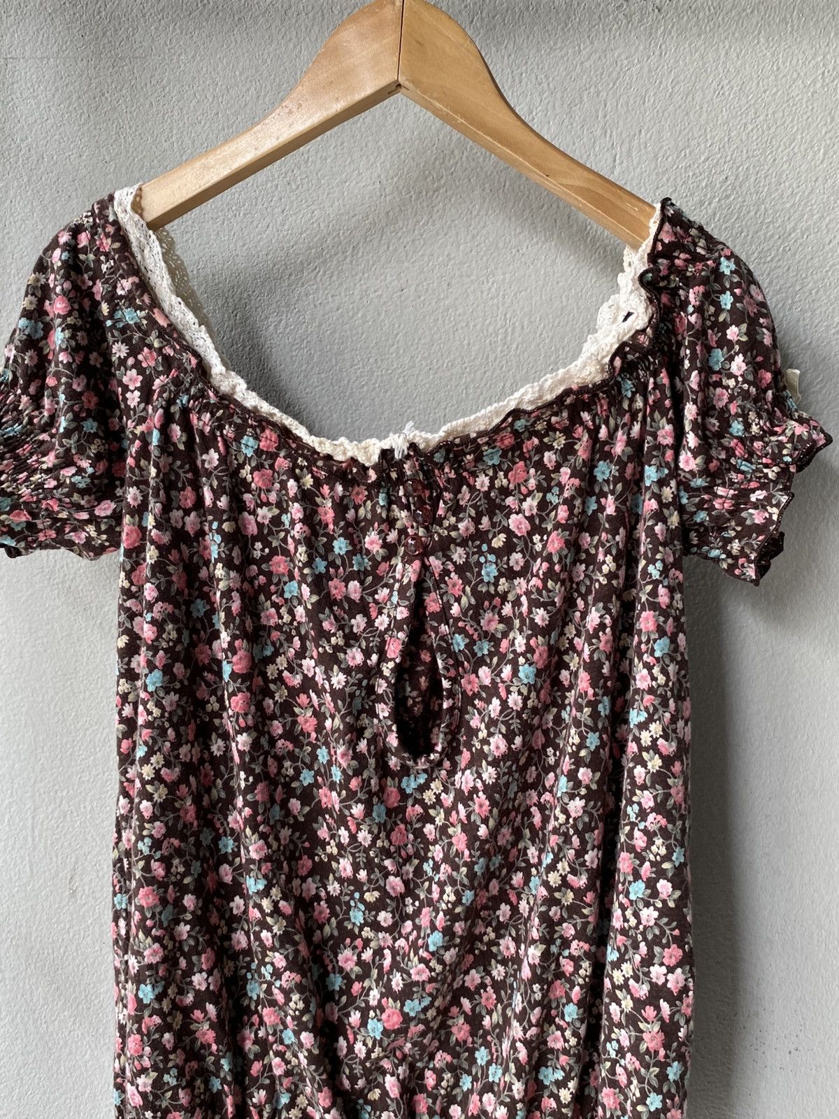LIZ LISA LIZ LISA Brown Floral Off-Shoulder Blouse Size M / US 6-8 / IT 42-44 - 7 Thumbnail