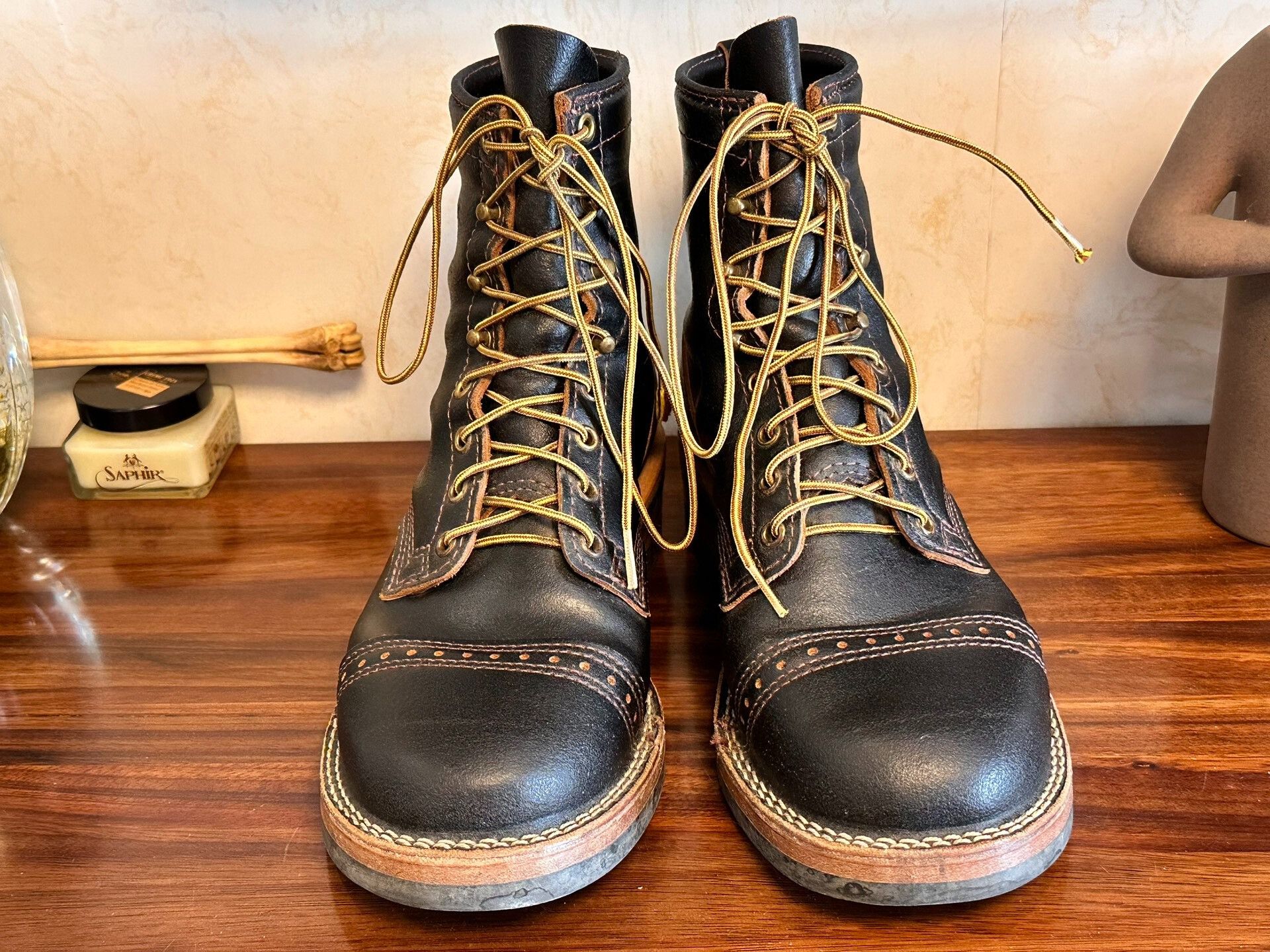 Wesco Warren Navy Waxed Leather Shoes