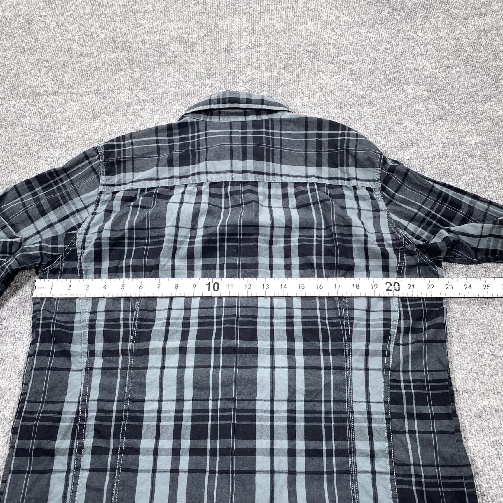 Vintage BLACK Shirt Mens Large Gray Plaid Long Sleeve Snap Button Slim Fit Western Size US L / EU 52-54 / 3 - 6 Thumbnail