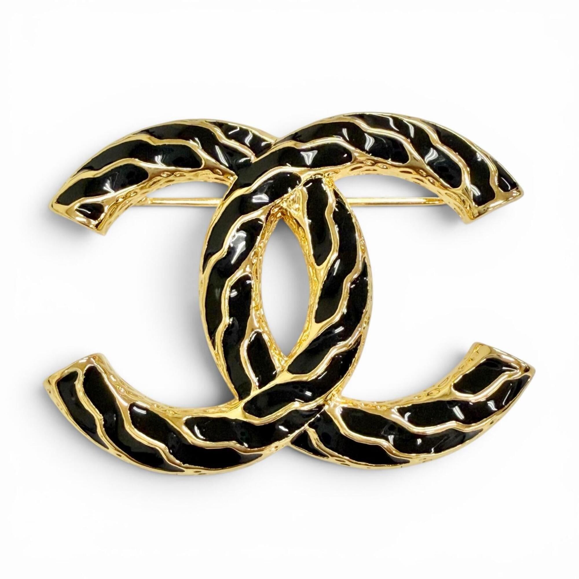 Chanel CHANEL B24P Coco Mark CC Logo Brooch, Gold & Black, Made in Italy, Women's Size ONE SIZE - 1 Thumbnail