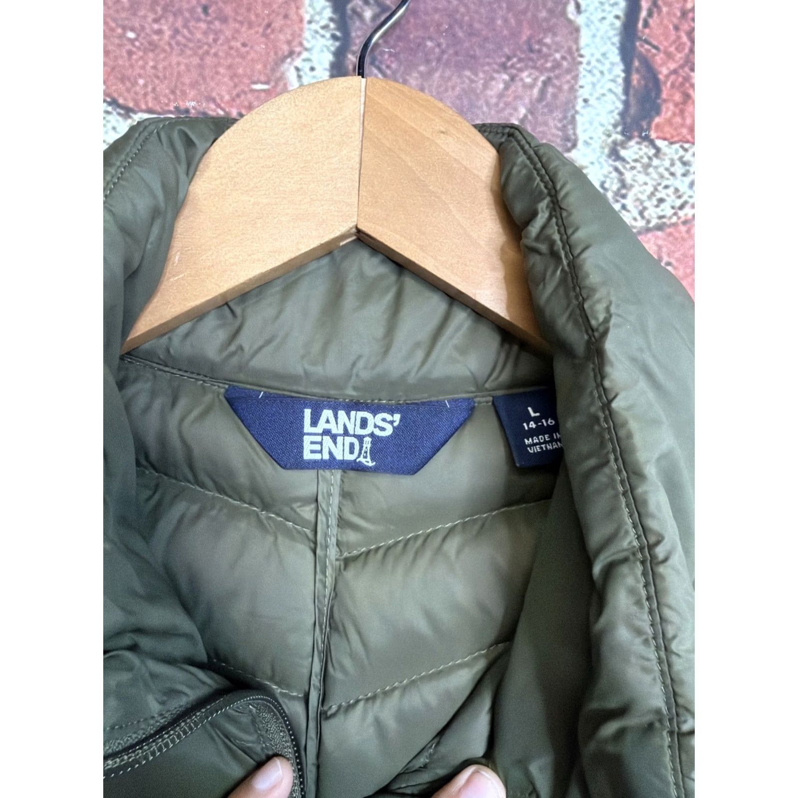Lands' End Lands' End Vest Womens L Green Down Fill Puffer Zip Lightweight Casual Size L / US 10 / IT 46 - 2 Thumbnail