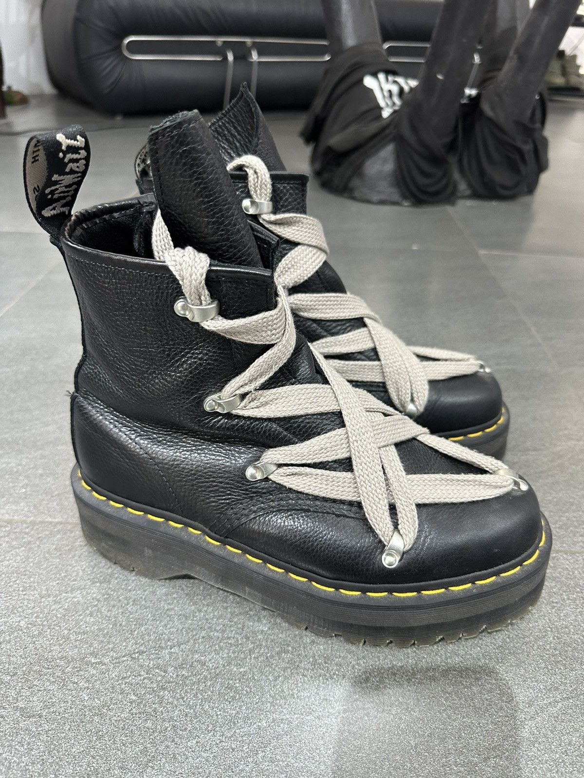 Dr. Martens × Rick Owens Dr.Martens 1460 Quad Leather Sole Pentagram Wrap Lace Boot Size US 8 / EU 41 - 4 Thumbnail