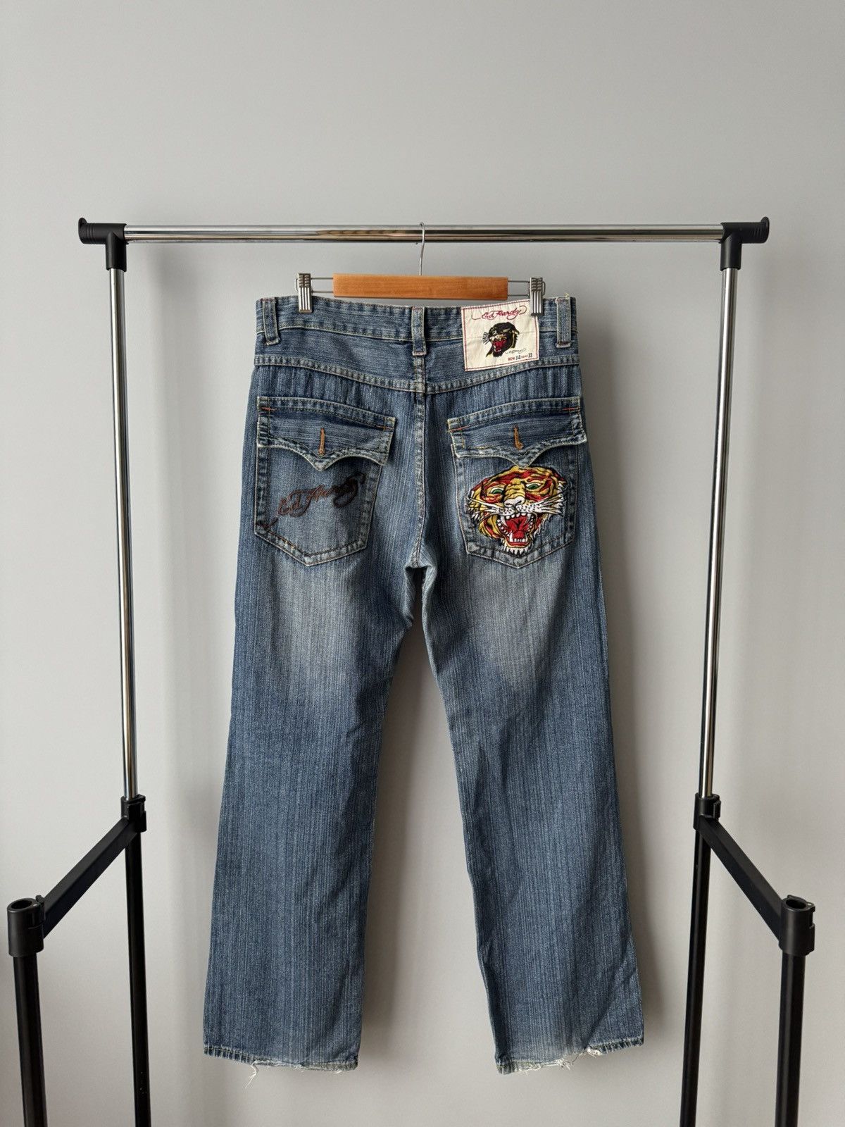 Ed Hardy Vintage 90s Edhardy Tiger Head Denim Embroidery Jeans sz 34 Size US 34 / EU 50 - 1 Thumbnail