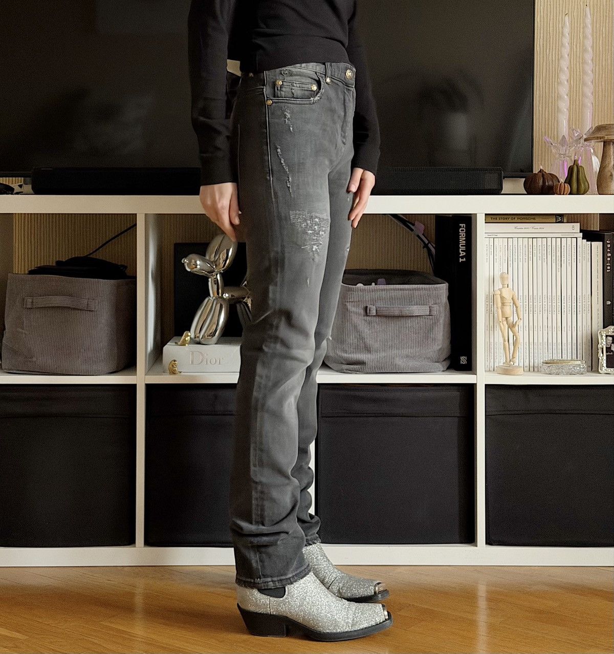 Balmain BALMAIN Decarnin SS2011 Distressed Skinny Gray Denim Jeans Size US 29 - 5 Thumbnail