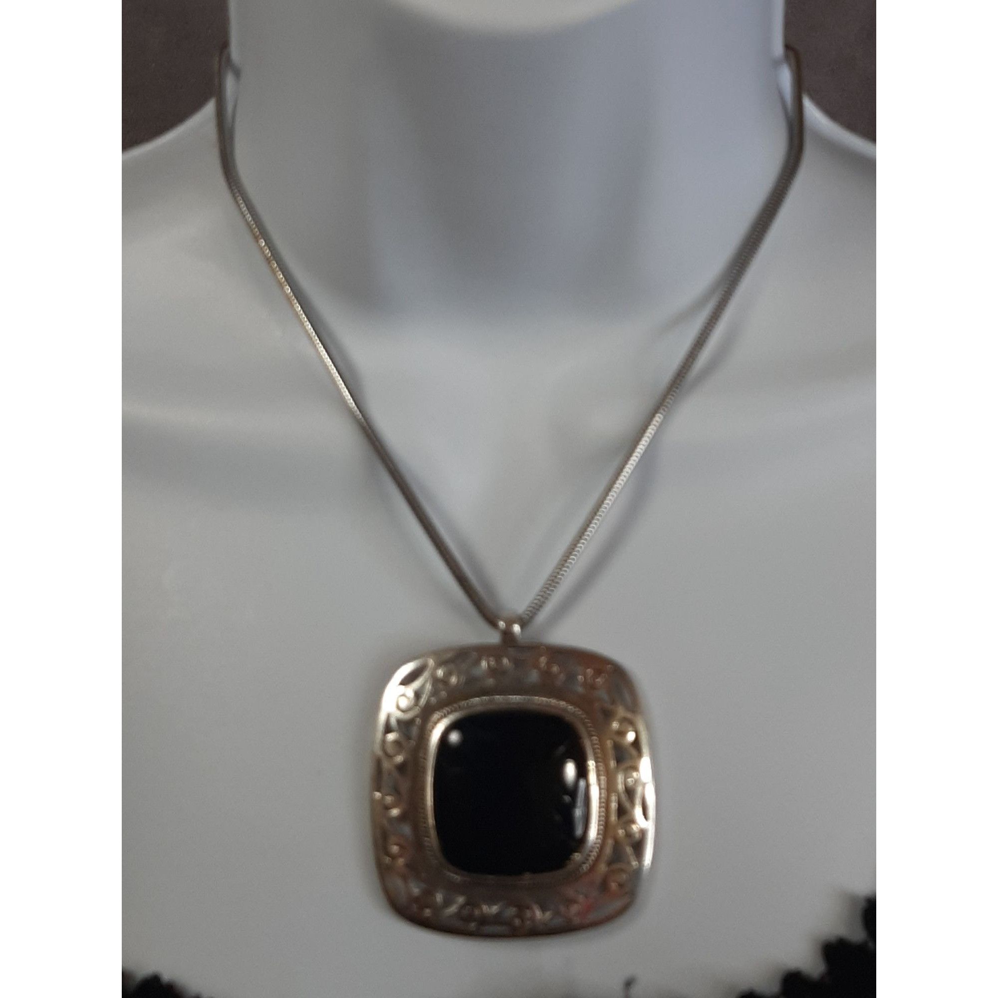 Other Chunky Abstract Pendant Necklace With Scrollwork Border Size ONE SIZE - 1 Thumbnail