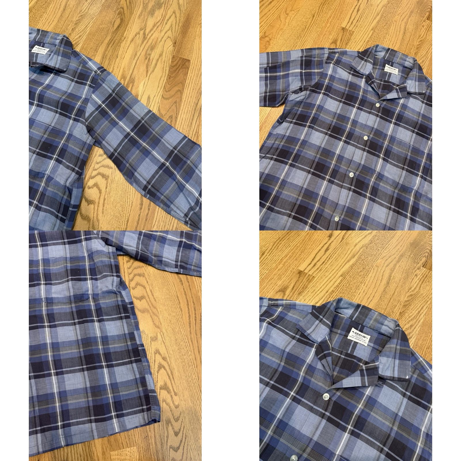 Arrow VINTAGE Arrow Loop Collar Shirt Men’s M Blue Plaid Rockabilly Vtg Size US M / EU 48-50 / 2 - 9 Thumbnail