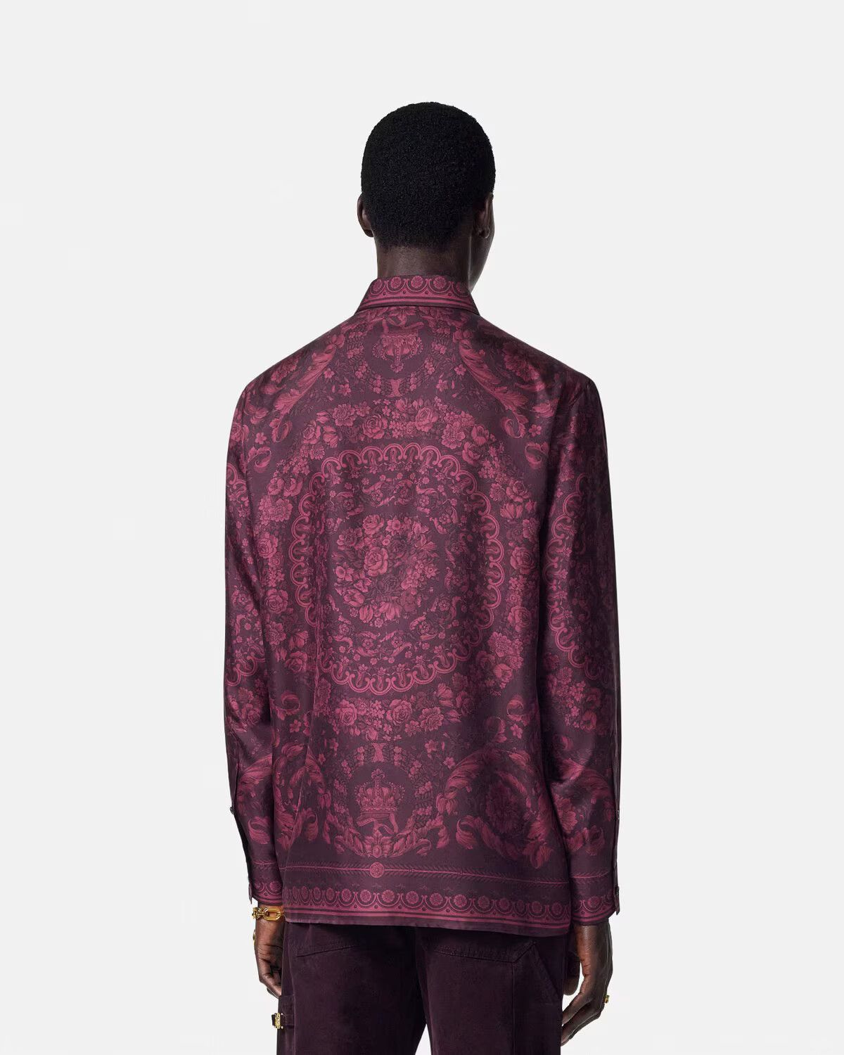 Versace o1s22i1n0125 Baroque Silk Shirt in Purple Size US M / EU 48-50 / 2 - 5 Thumbnail