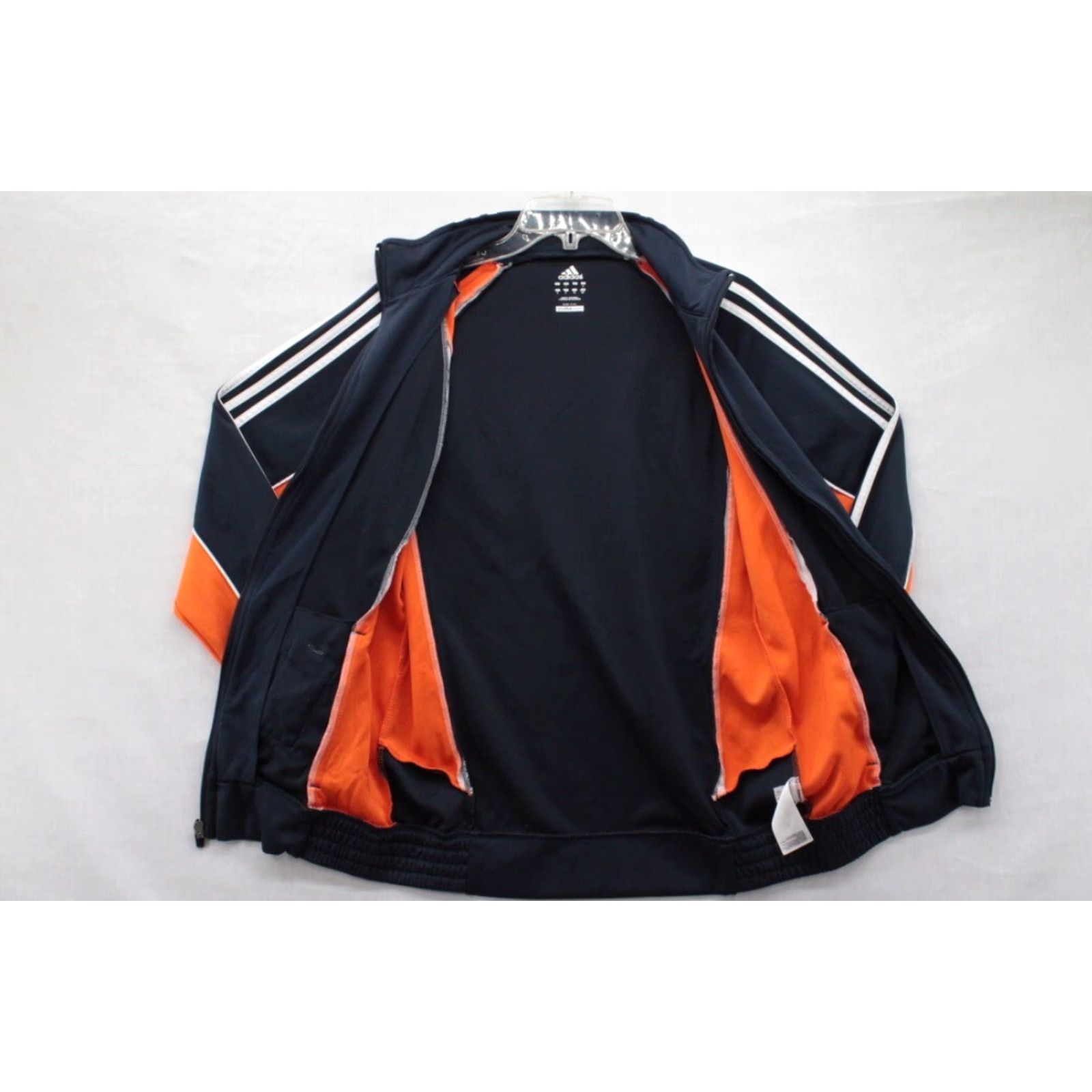 Adidas Adidas Clima365 Jacket Mens Small Blue Orange Performance Track Jacket No Pockets Vented 40in Chest 33" Neck to Cuff 20" Pit to Pit Size US S / EU 44-46 / 1 - 4 Thumbnail