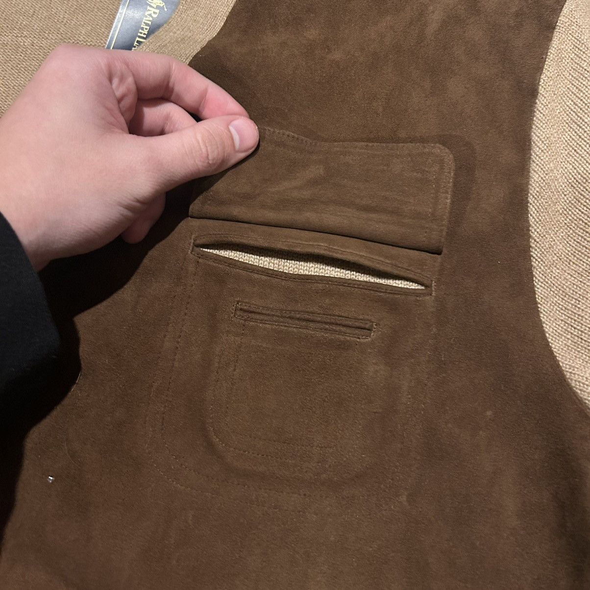 Polo Ralph Lauren × Vintage NWT Vintage Polo Ralph Lauren Cashmere Suede Front Cardigan Size US XXL / EU 58 / 5 - 8 Thumbnail