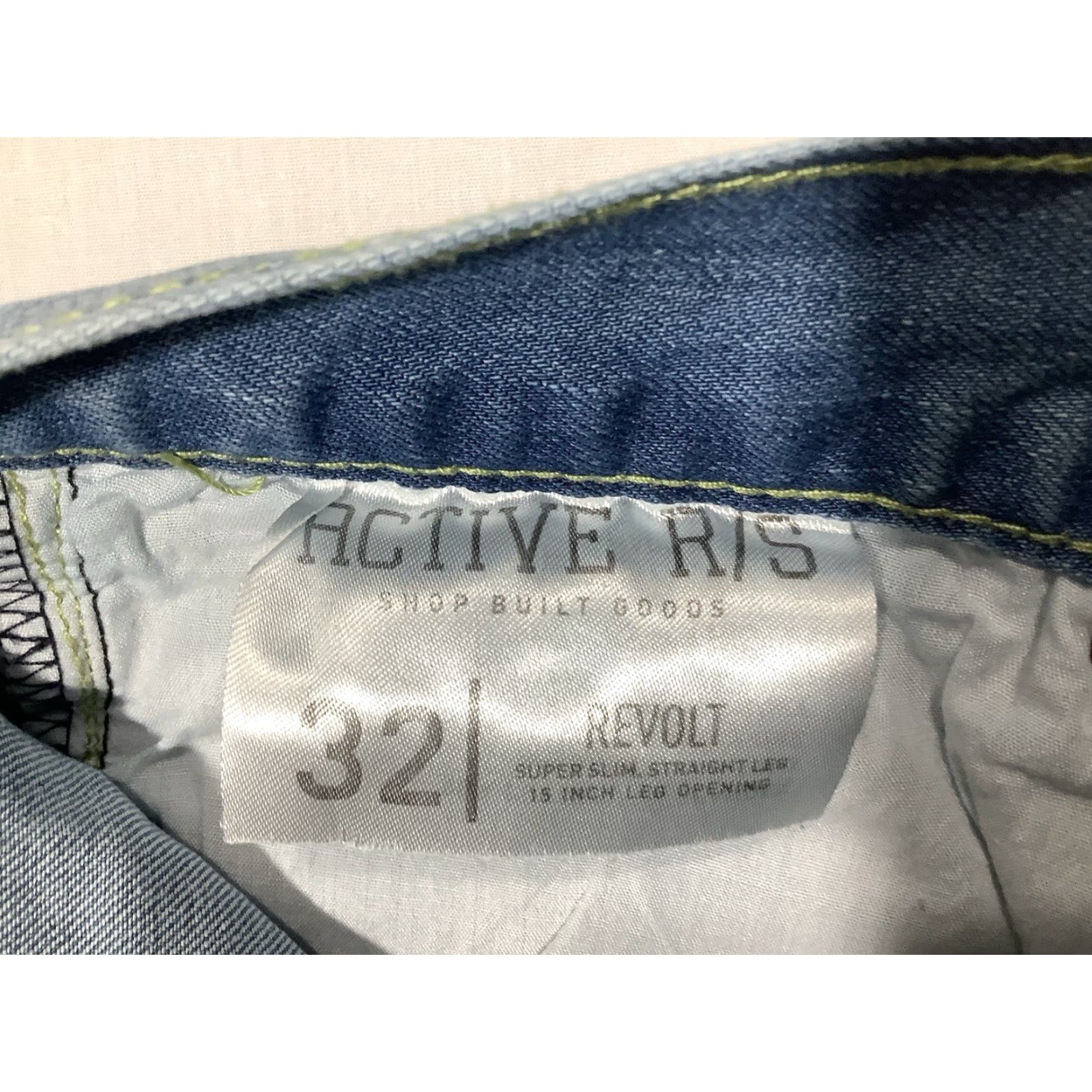 Vintage revolt Jeans Slim Active R/S Stretch Denim Blue Mens 32 Inseam 31 Regular Fit 30x31 Straight Casual Distressed Size US 32 / EU 48 - 4 Thumbnail