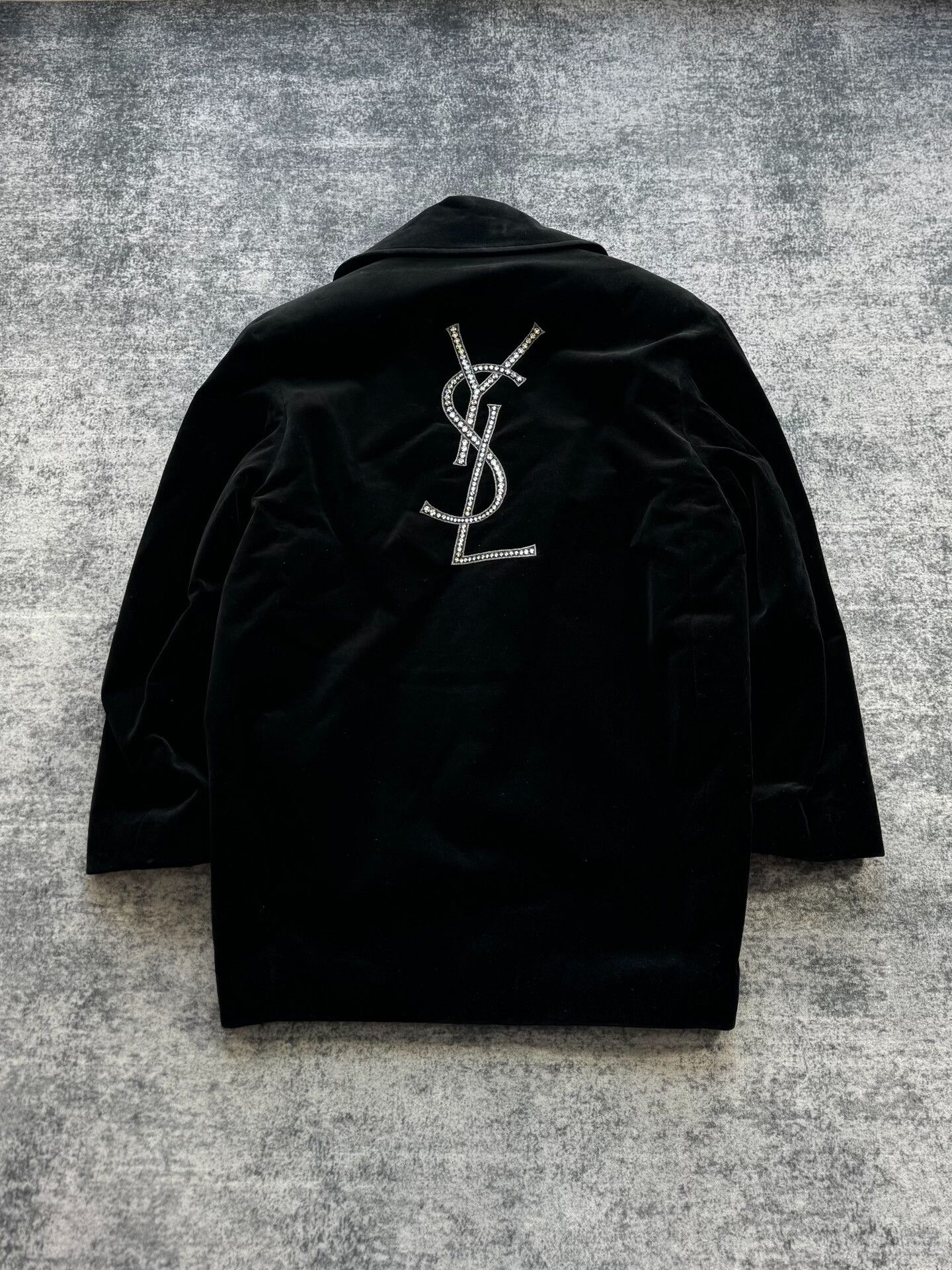 Saint Laurent Paris Saint Laurent Rhinestone Logo Velvet Coat Size M / US 6-8 / IT 42-44 - 1 Thumbnail