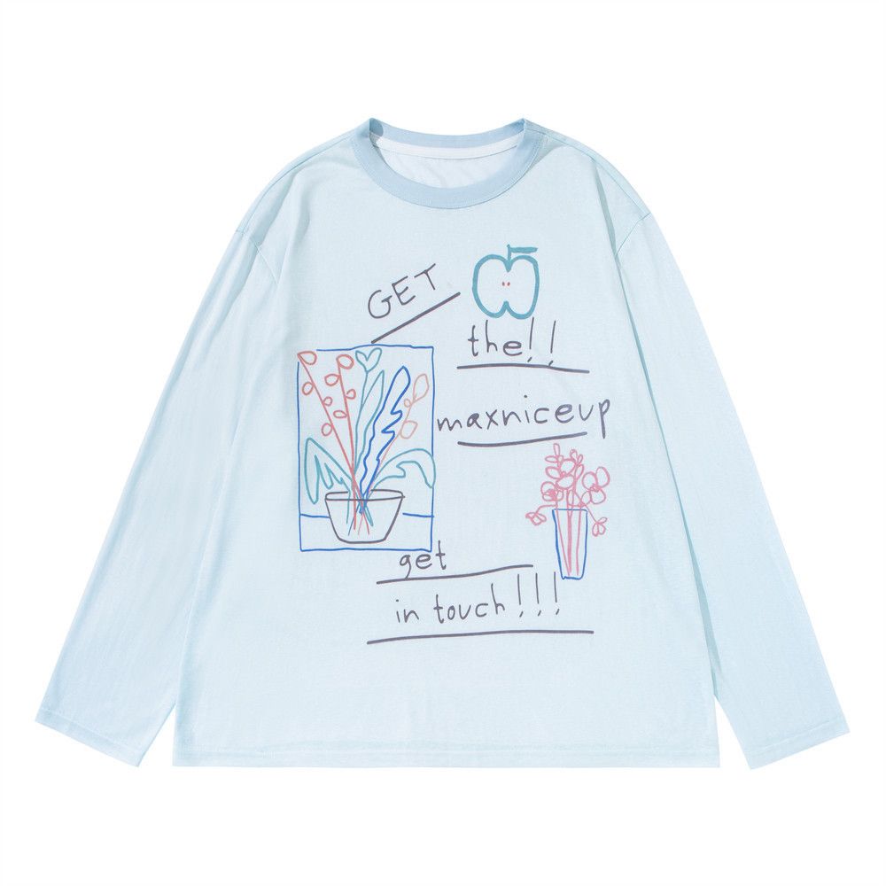 Japanese Brand Men's Loose Long-Sleeve T-Shirt with Playful Graffiti Print Size US M / EU 48-50 / 2 - 1 Thumbnail