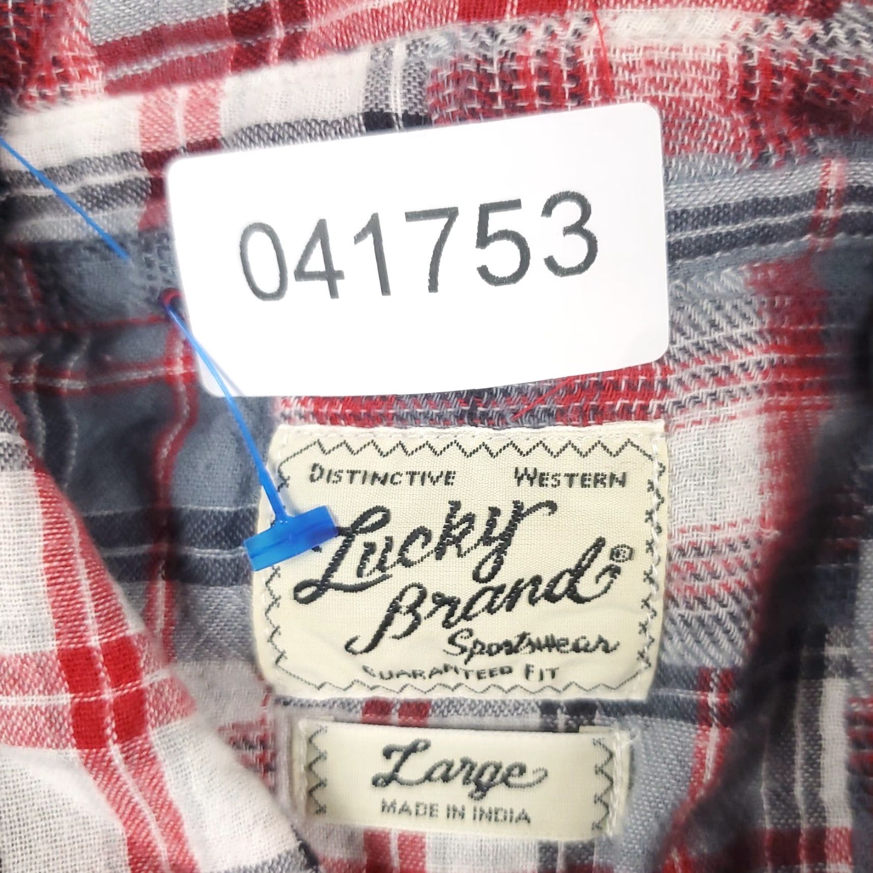 Lucky Brand Lucky Brand Flannel Shirt Mens Large Red Gray Plaid Long Sleeve Western Pearl Snap Button Size US L / EU 52-54 / 3 - 6 Thumbnail