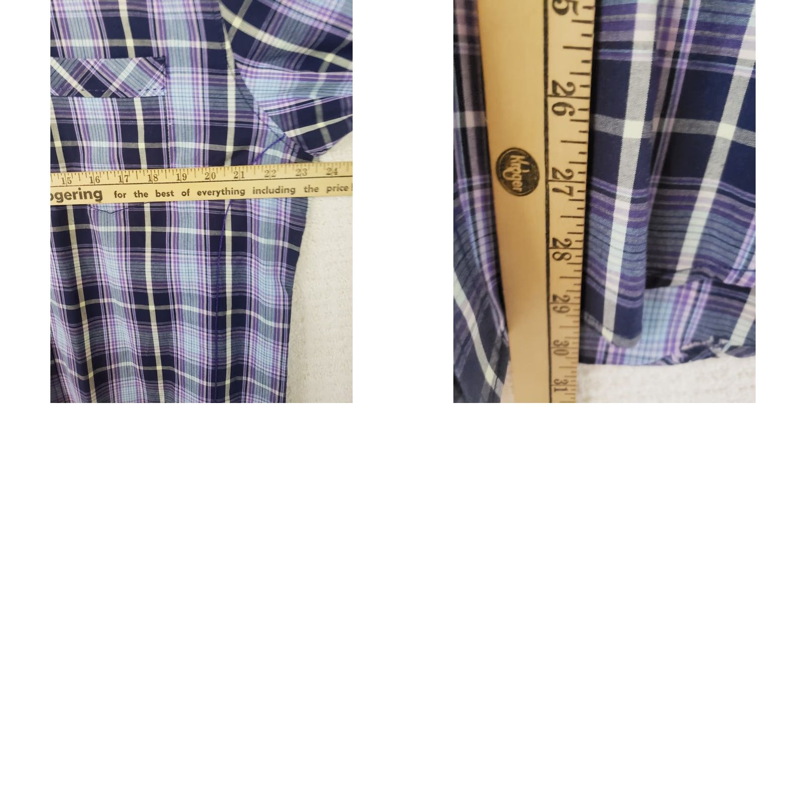 Vintage James Campbell Men's L Button-Down Shirt Blue Purple Plaid Short Sleeve Casual Workwear Travel Party/Cocktail Size US L / EU 52-54 / 3 - 10 Thumbnail
