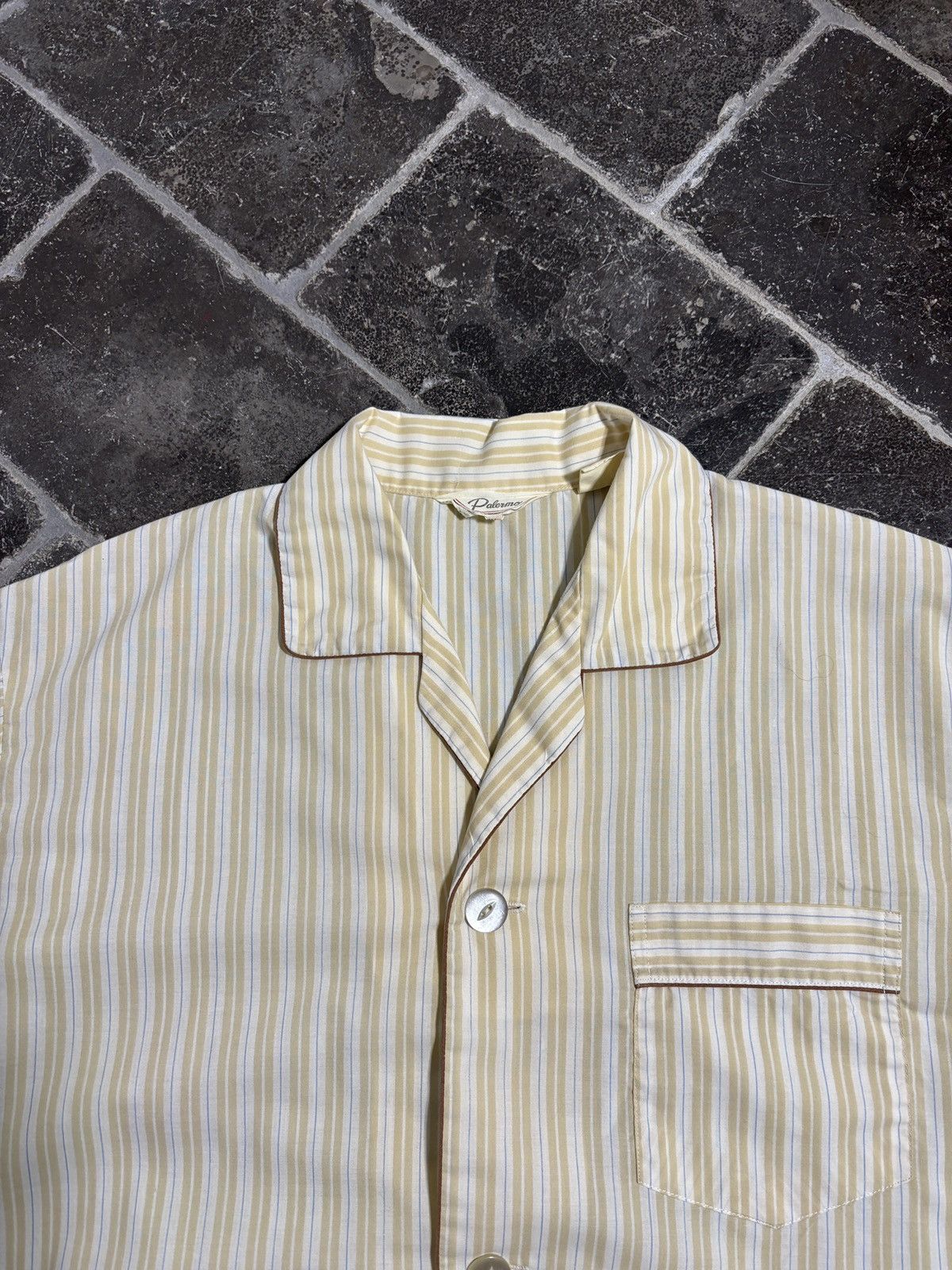 Vintage Vintage Striped Pyjama Set 1970s 80s Matching 2 Piece Suit Size US 34 / EU 50 - 4 Thumbnail