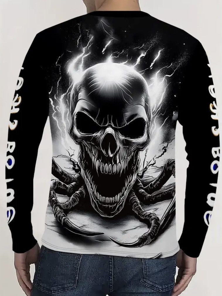 Other Medium Gothic Men's Skull Print Grunge Long Sleeve T-Shirt Size US M / EU 48-50 / 2 - 2 Thumbnail